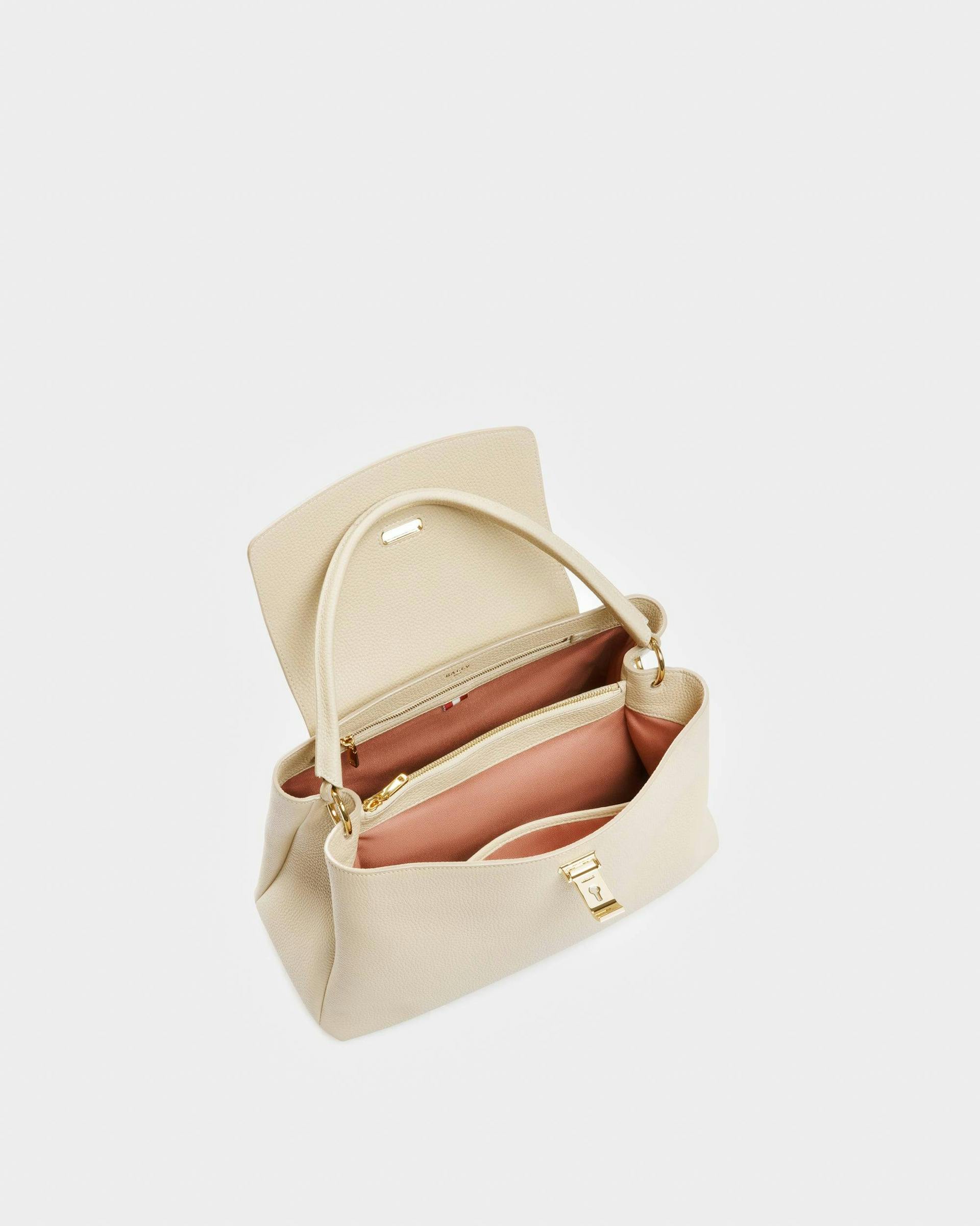 Layka Leather Top Handle Bag In Light Beige - Women's - Bally - 03