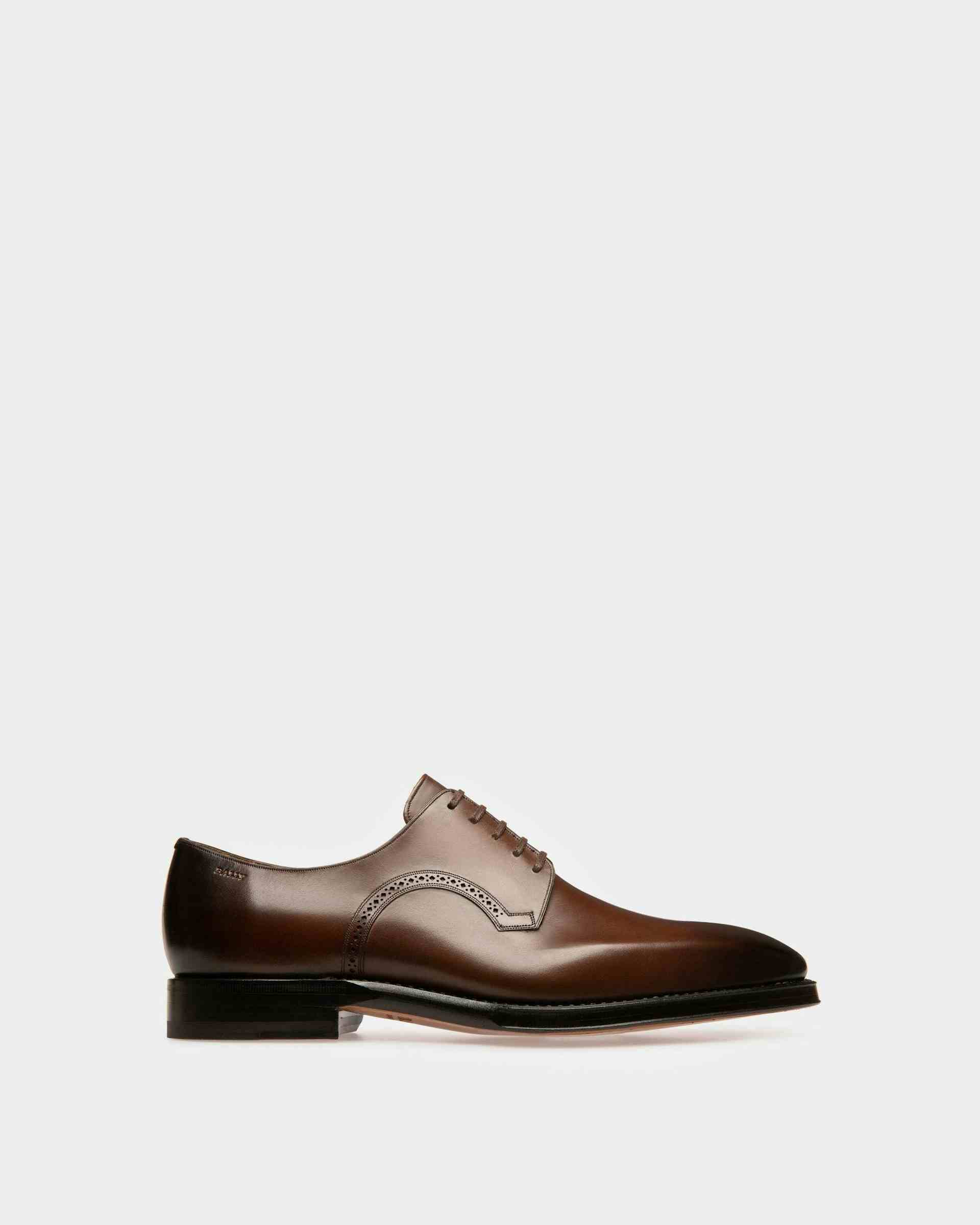 Scamardo Men's Leather Derby Lace-Up Shoe In Mid Brown - Men's - Bally