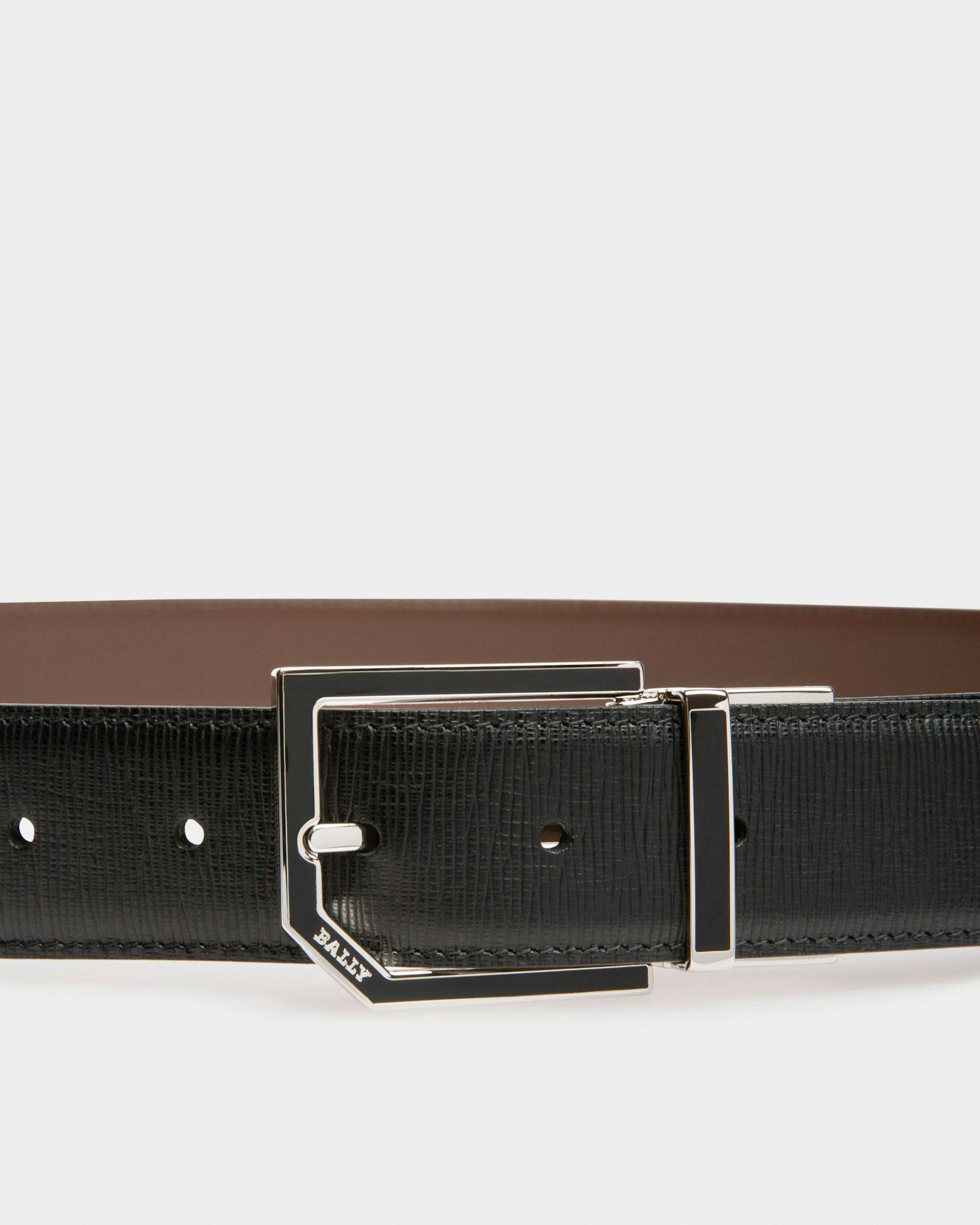 Charlton Leather Adjustable & Reversible 35mm Belt In Black & Brown - Men's - Bally - 03