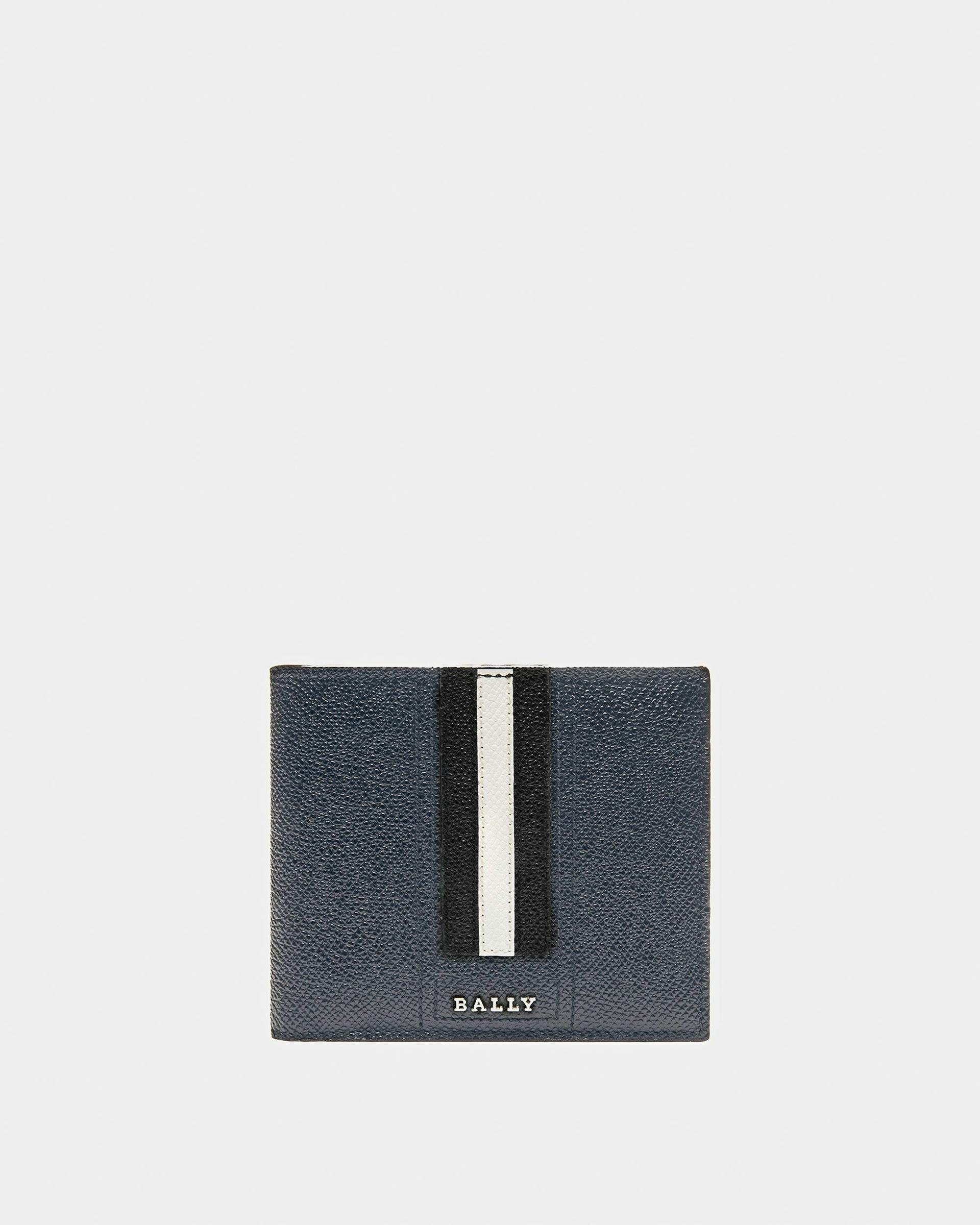 Lettering Coin Wallet In Blue Leather - Men's - Bally - 01
