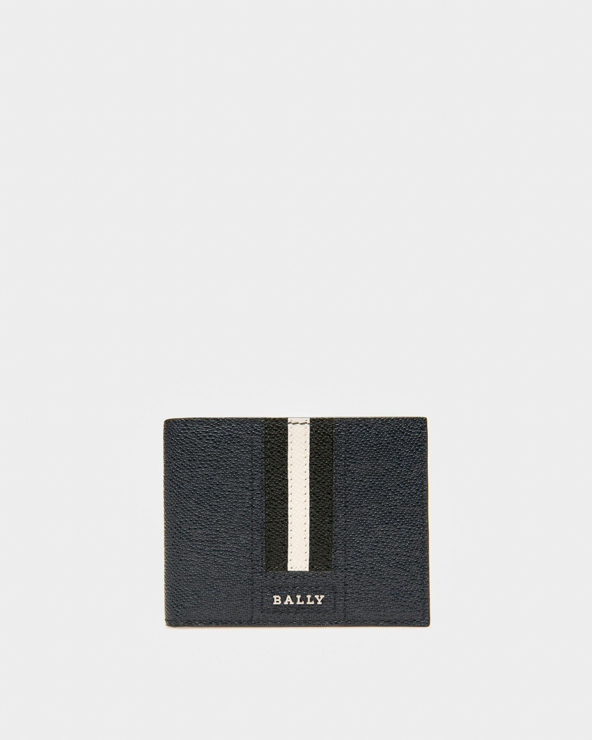 Lettering Wallet In Blue Leather - Men's - Bally - 01