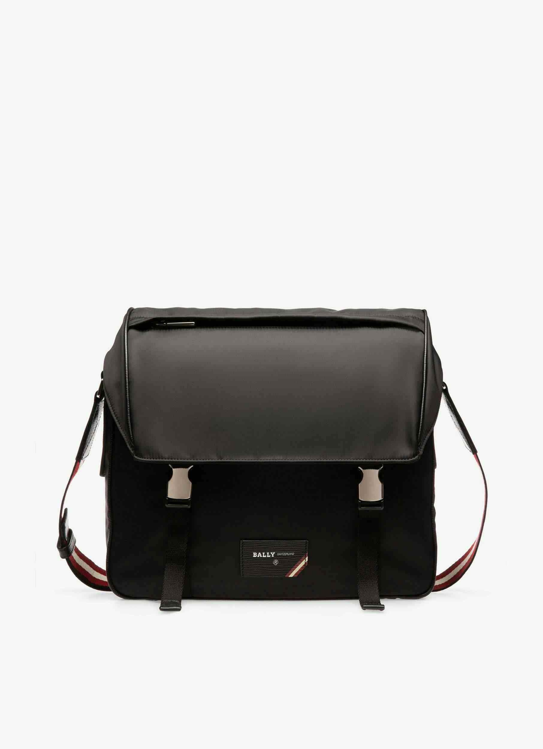 Explore Messenger Bag In Black Leather And Nylon - Men's - Bally