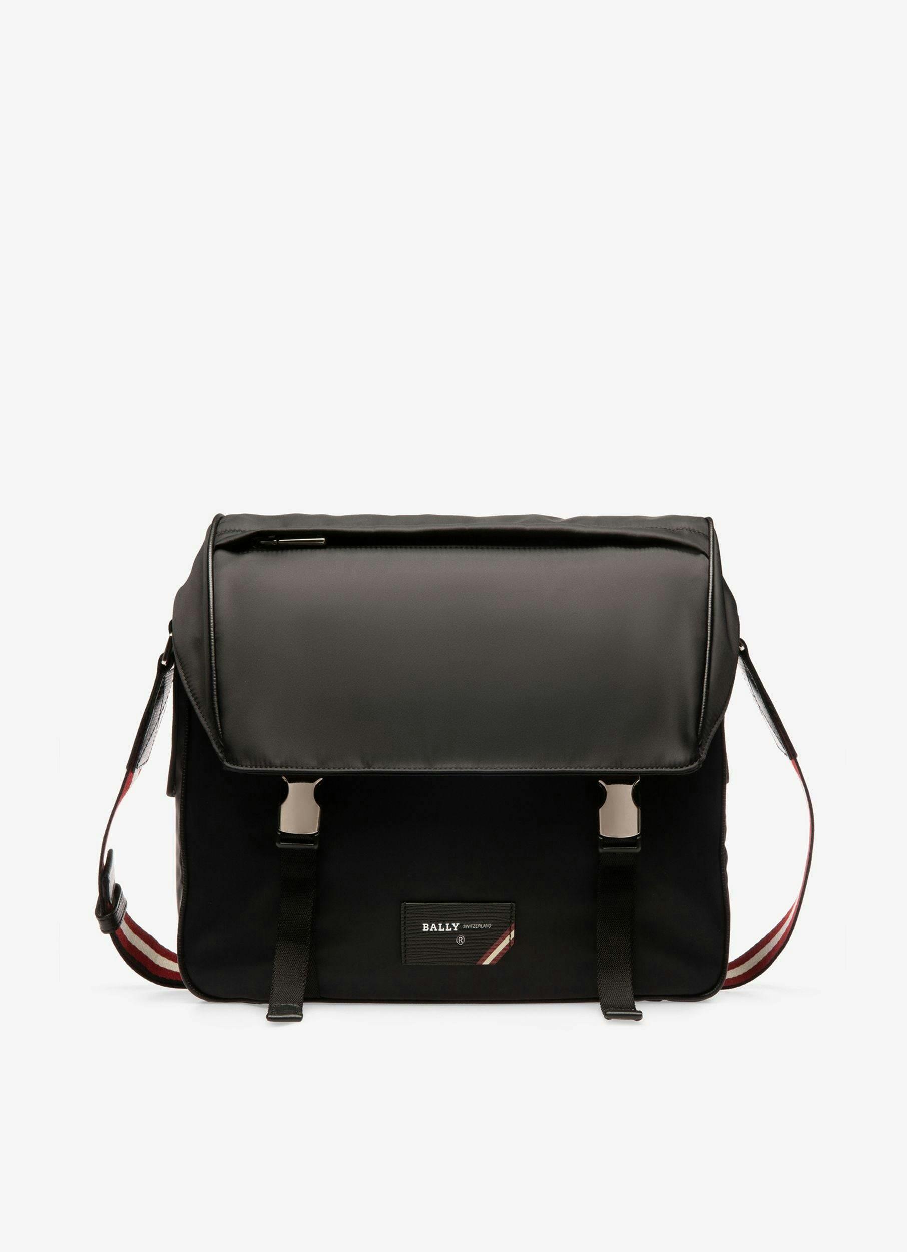 Explore Messenger Bag In Black Leather And Nylon - Men's - Bally - 01