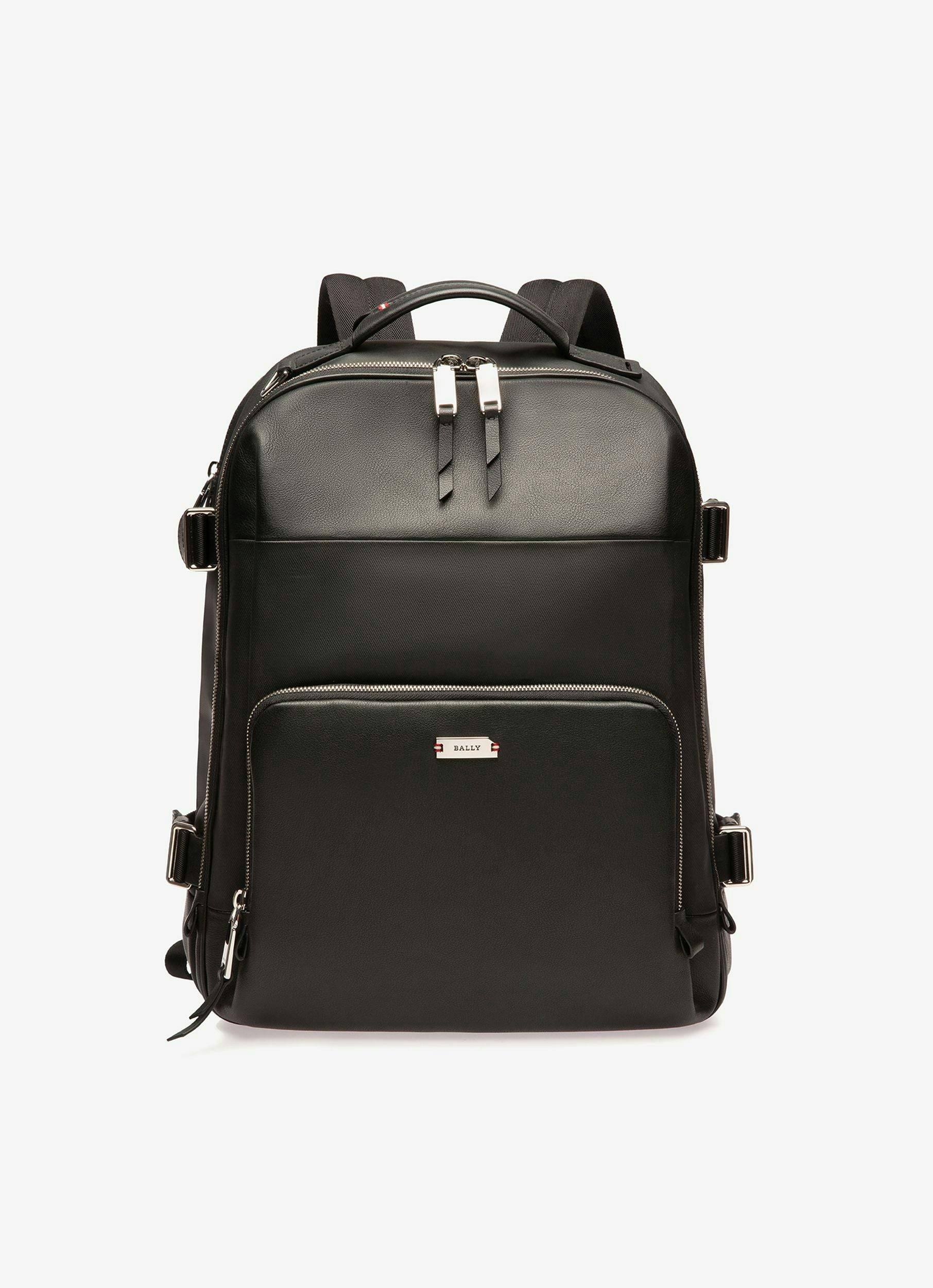 Veltan Cotton Mix & Leather Backpack In Black - Men's - Bally - 01