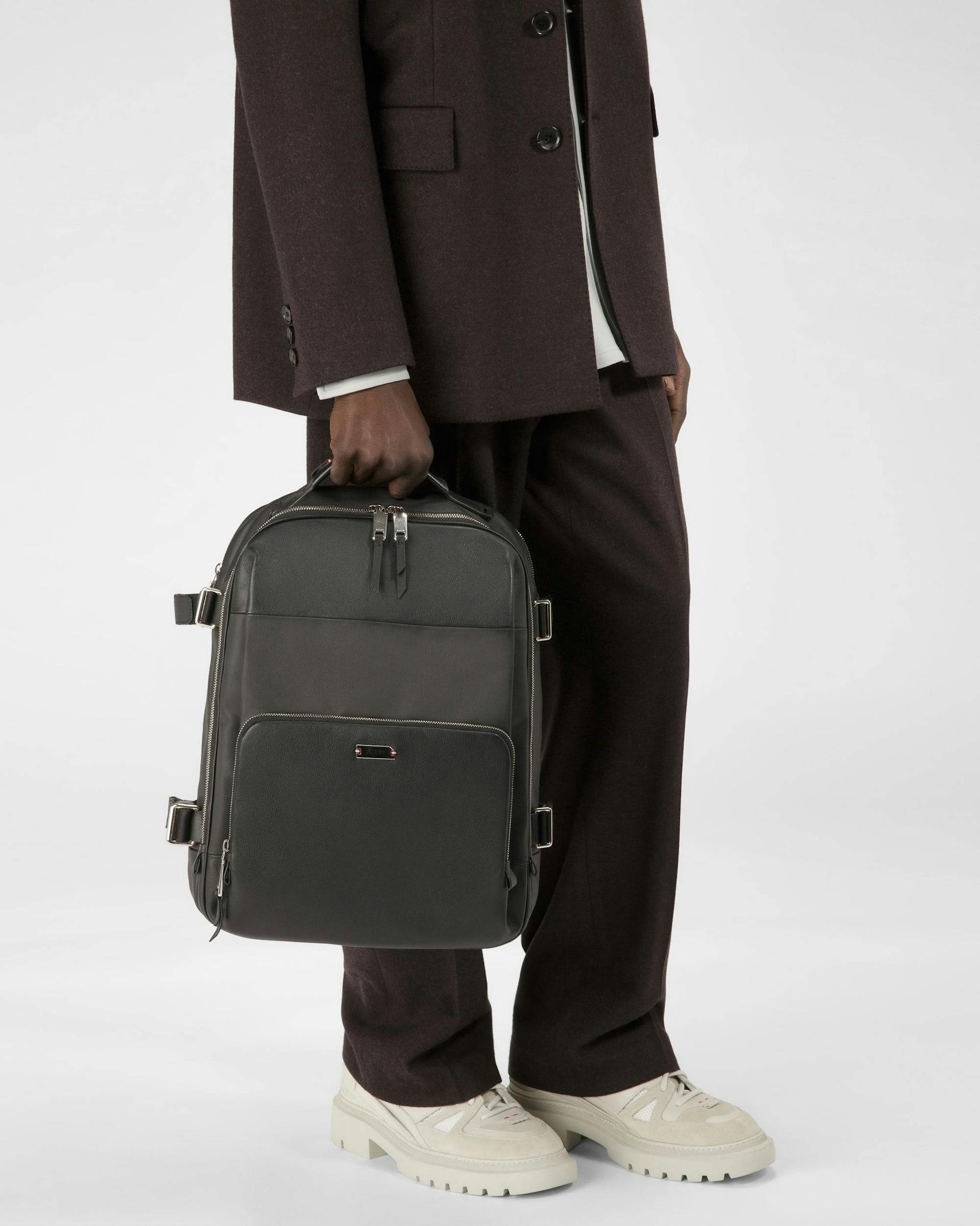 Veltan Cotton Mix & Leather Backpack In Black - Men's - Bally - 06
