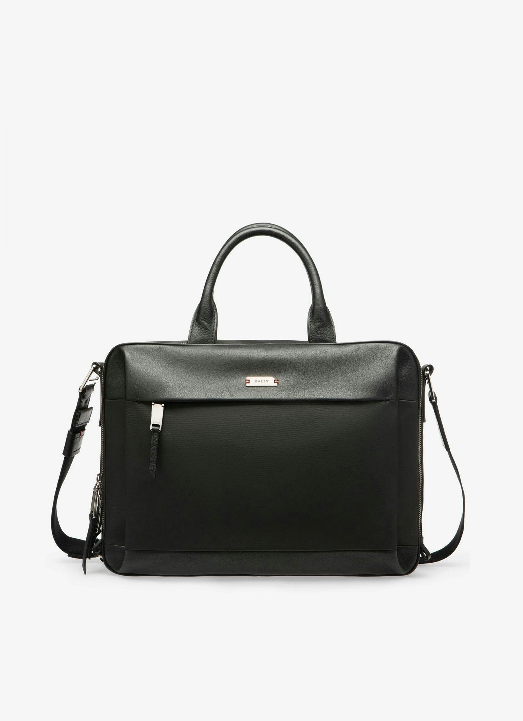 Vaud Cotton Mix & Leather Business Bag In Black - Men's - Bally - 01