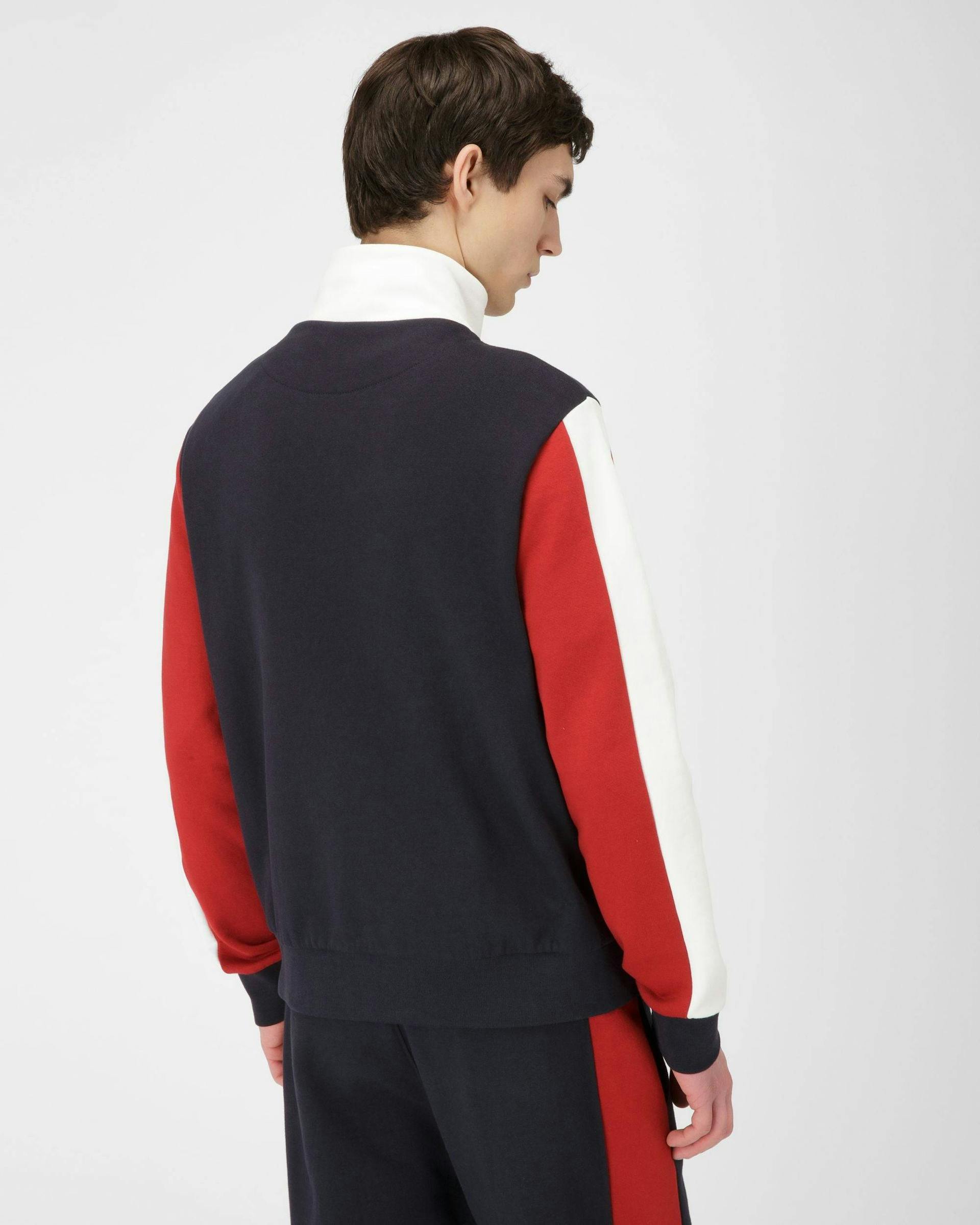 Tracksuit Cotton Sweatshirt In Navy & Bally Red - Men's - Bally - 03