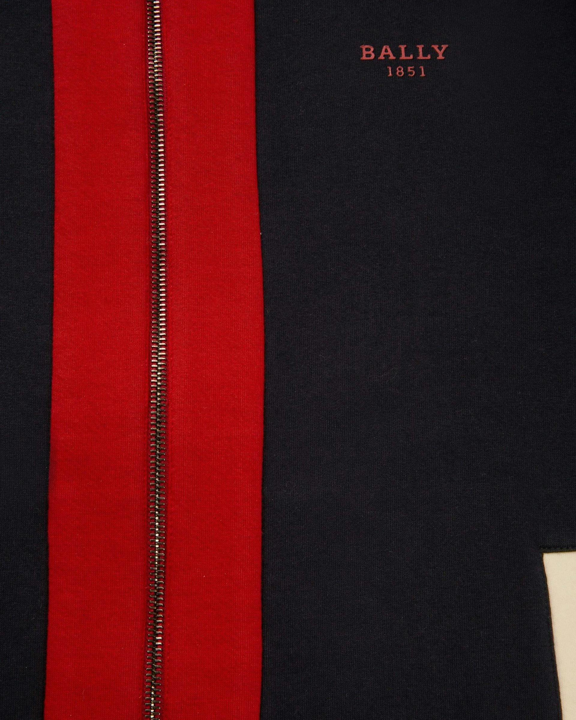 Tracksuit Cotton Sweatshirt In Navy & Bally Red - Men's - Bally - 07