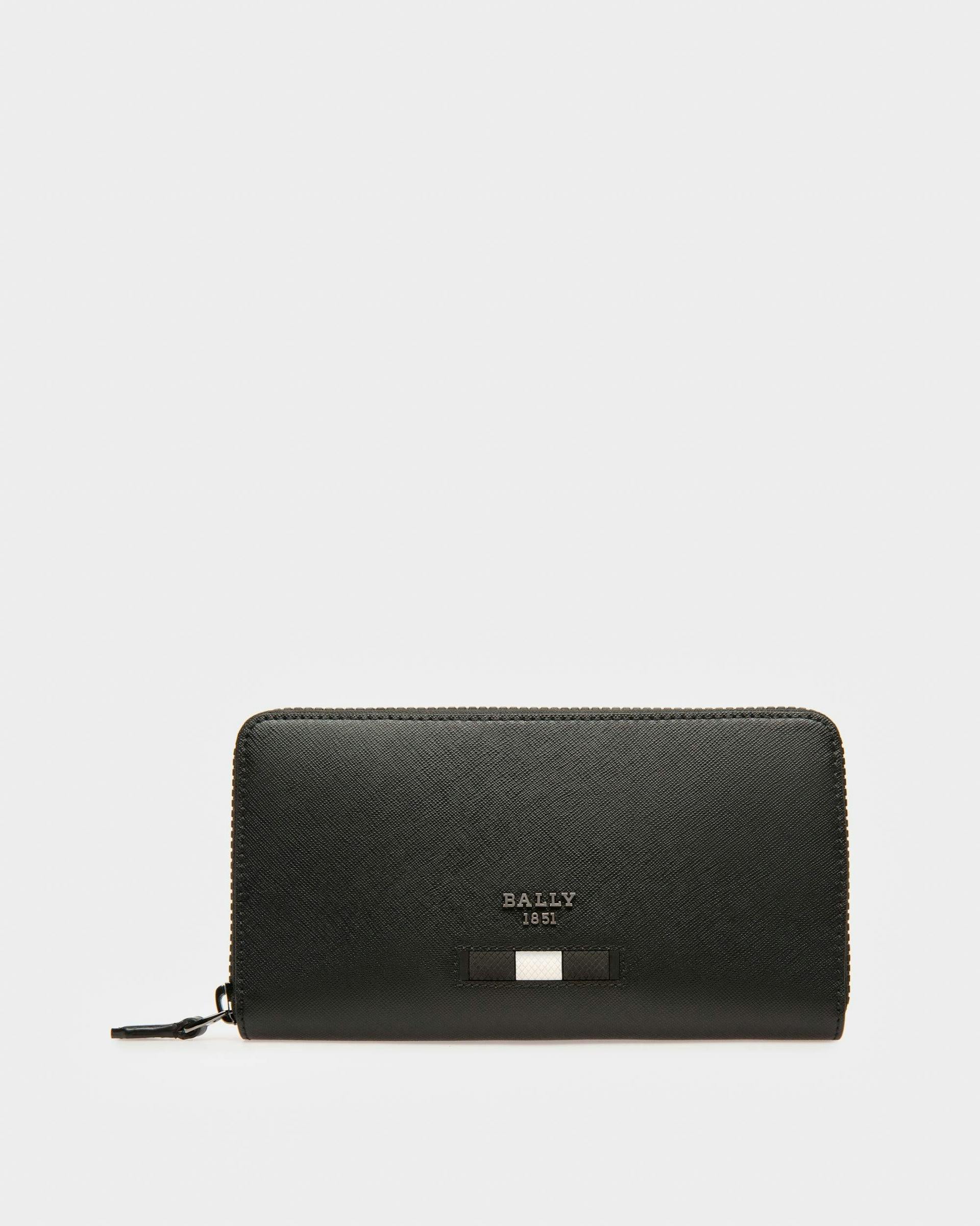 Balen Recycled Leather Travel Wallet In Black - Men's - Bally - 01