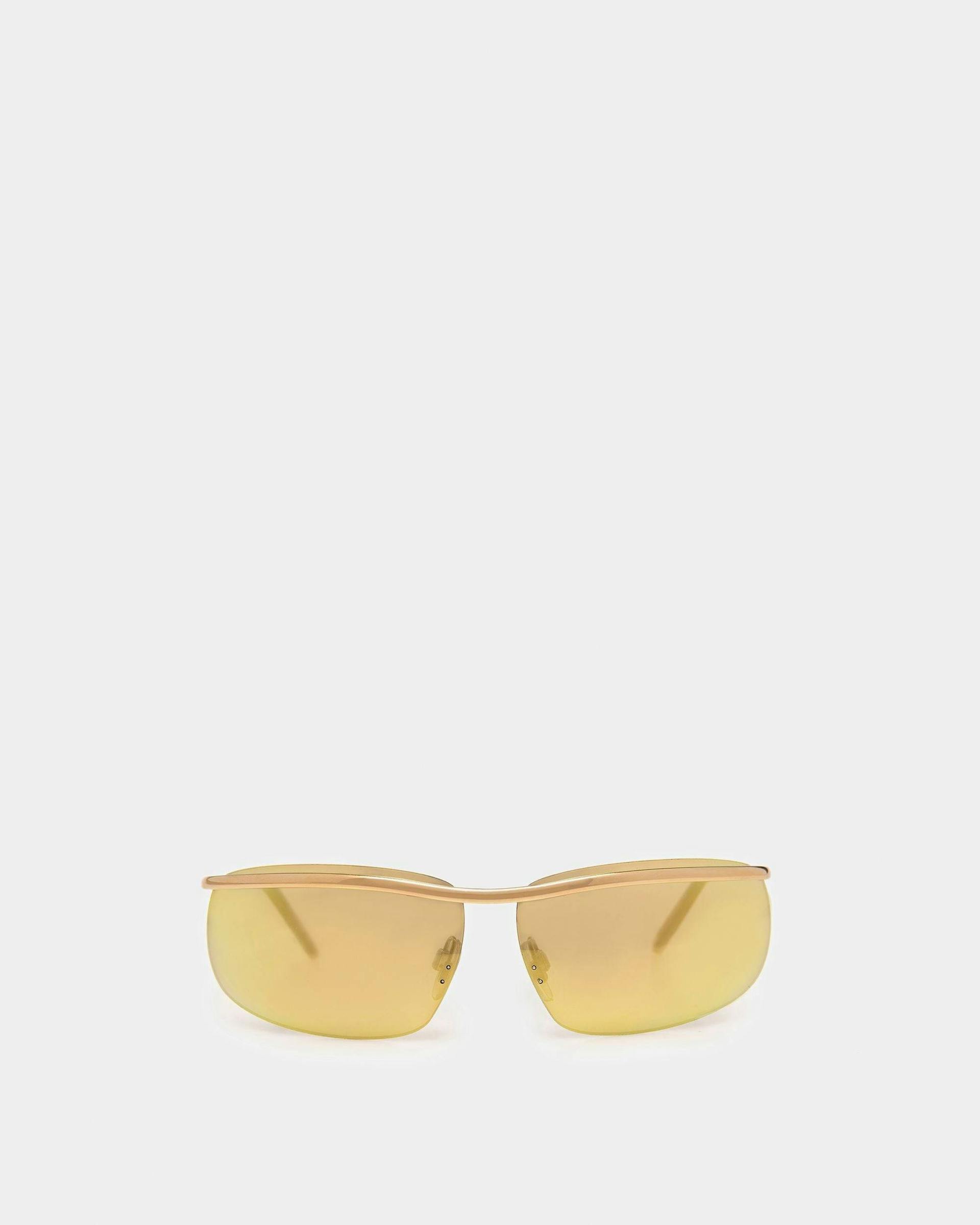 Shark Rimless Sunglasses In Shiny Gold Metal & Mirrored Gold - OTHER - Bally - 01