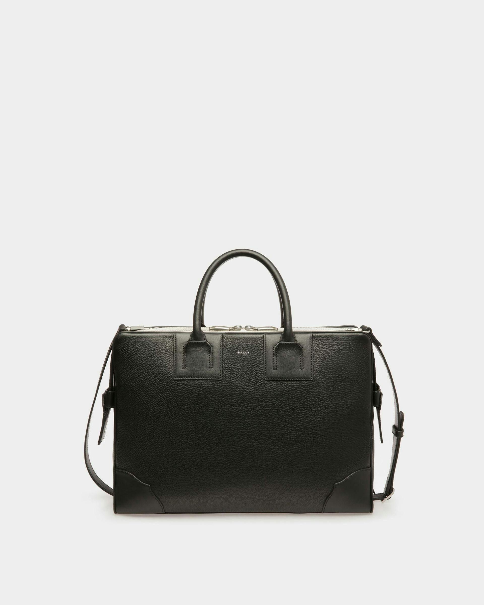 Men's Ribbon Briefcase In Black Leather | Bally | Still Life Front