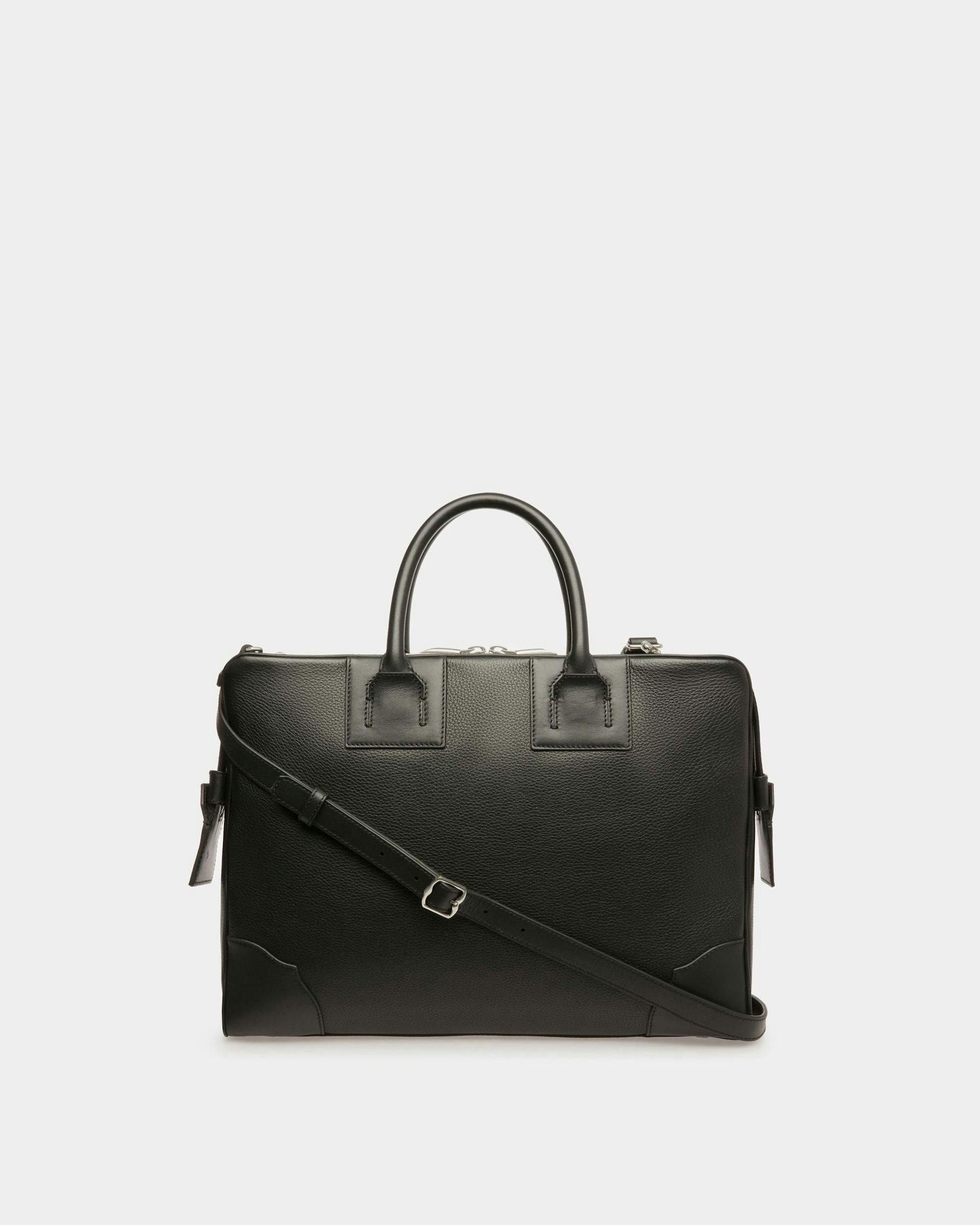 Men's Ribbon Briefcase In Black Leather | Bally | Still Life Back