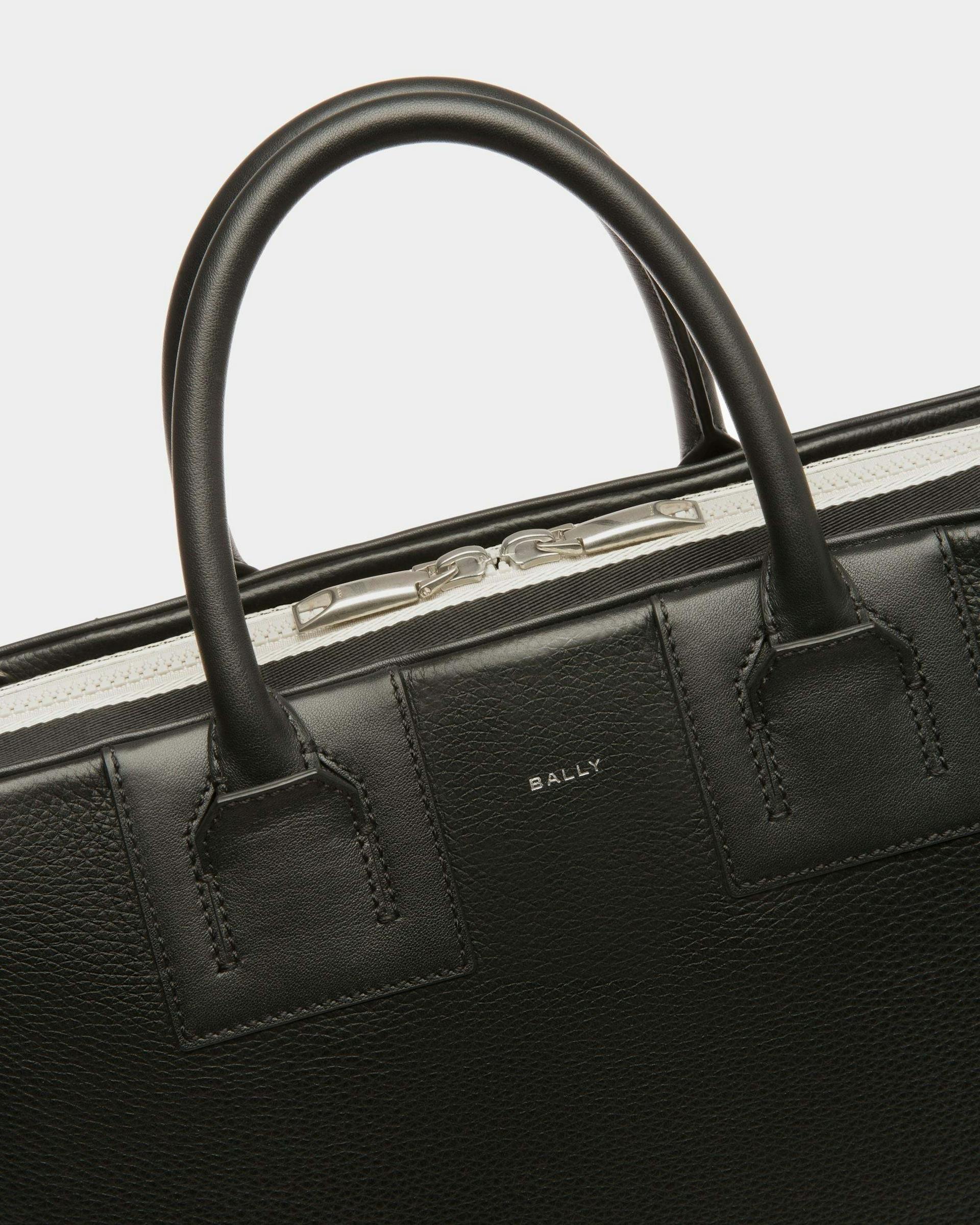 Men's Ribbon Briefcase In Black Leather | Bally | Still Life Detail