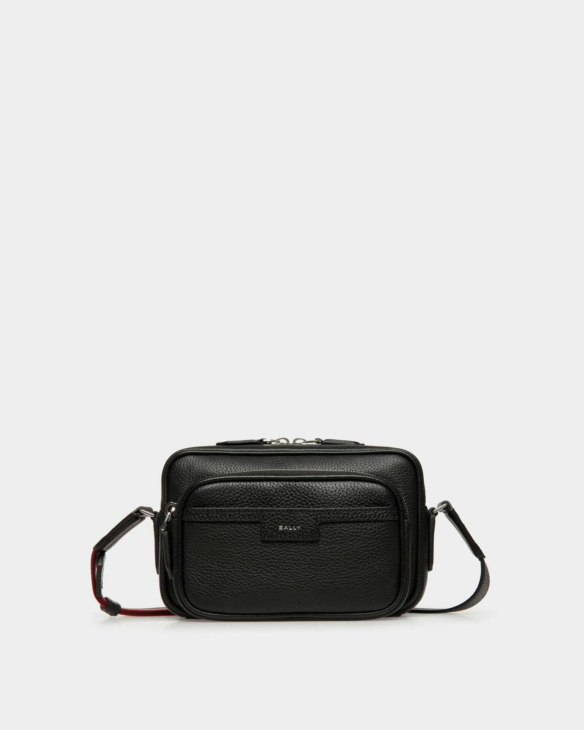 Men's Code Crossbody Bag in Black Grained Leather | Bally | Still Life Front