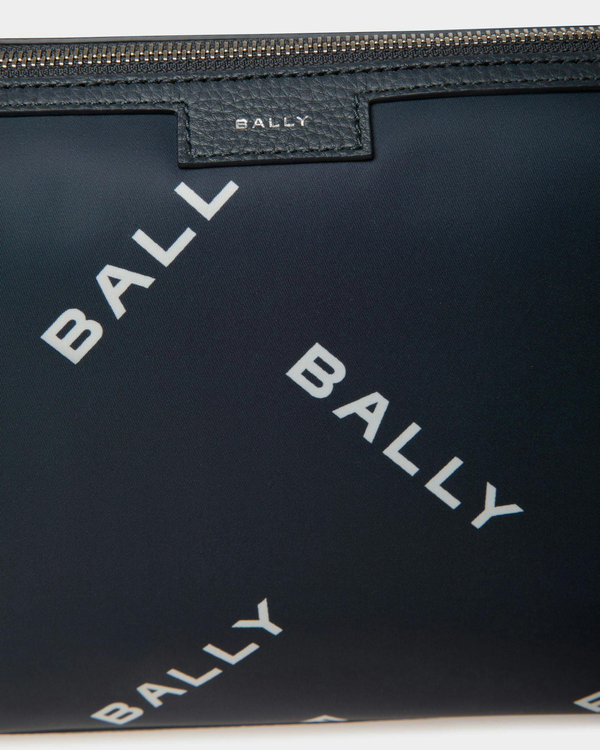 Men's Code Small Messenger Bag in Blue Printed Nylon | Bally | Still Life Detail