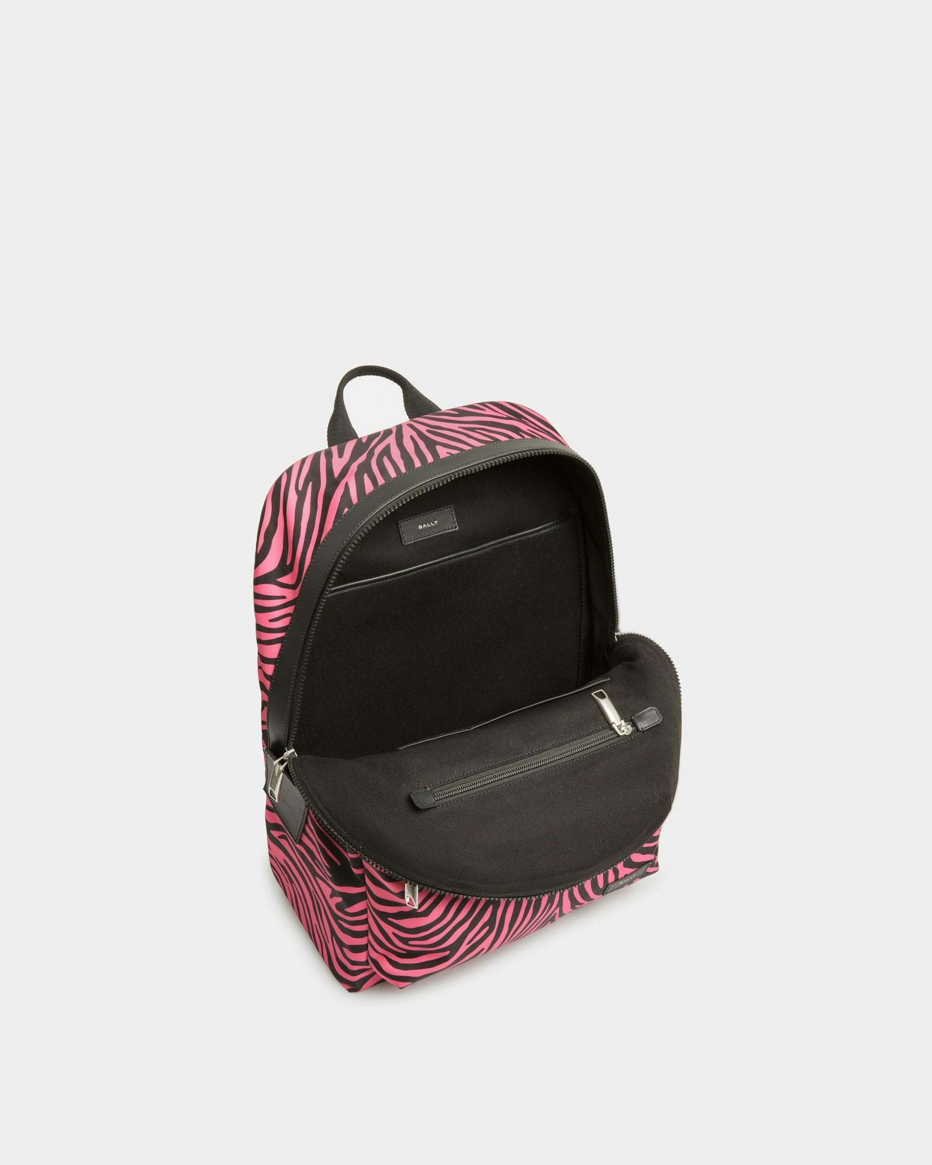 Zebra Crossing Backpack In Pink And Black Fabric And Nylon - Men's - Bally - 04