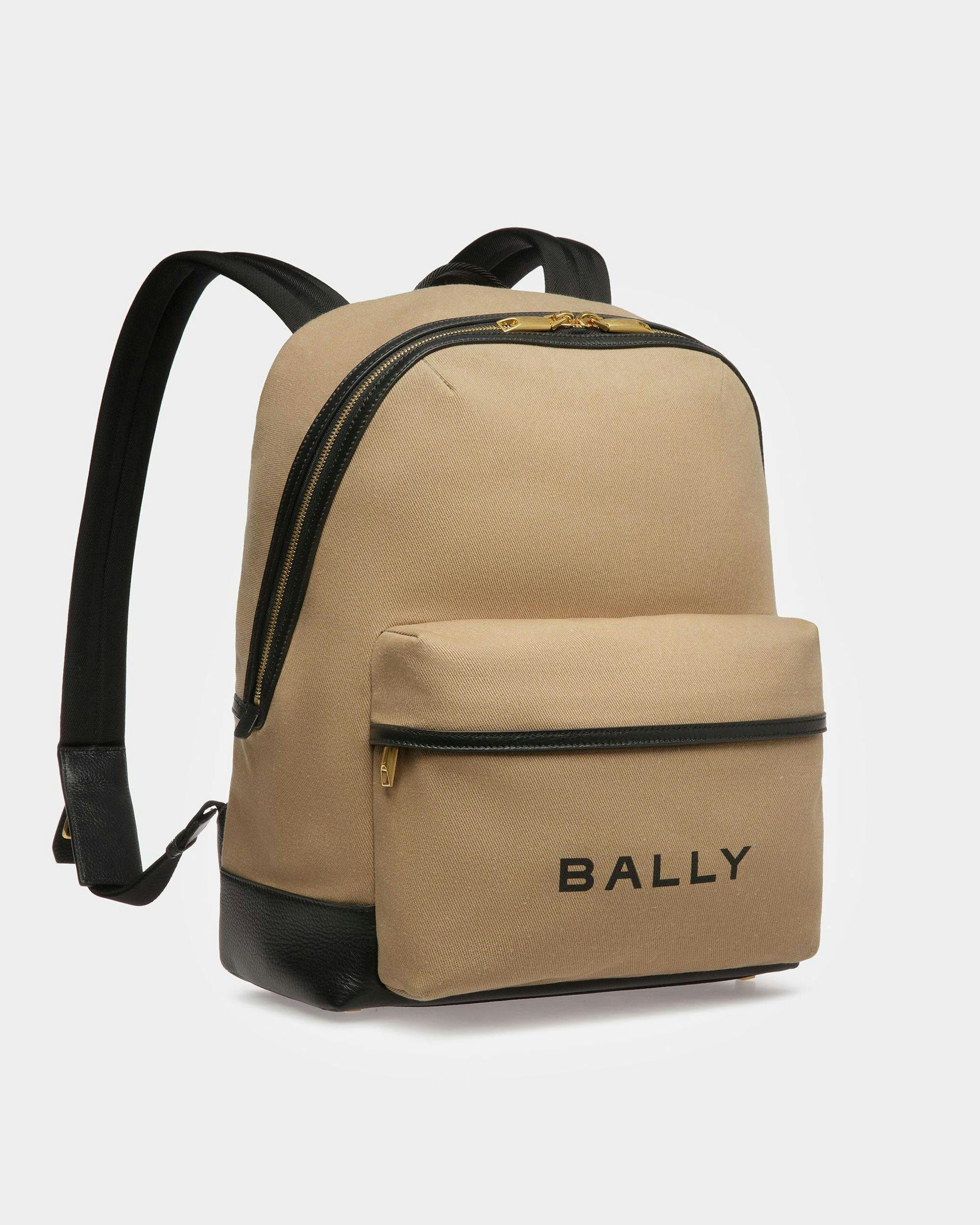 Men's Bar Backpack In Sand And Black Fabric And Leather | Bally | Still Life 3/4 Front
