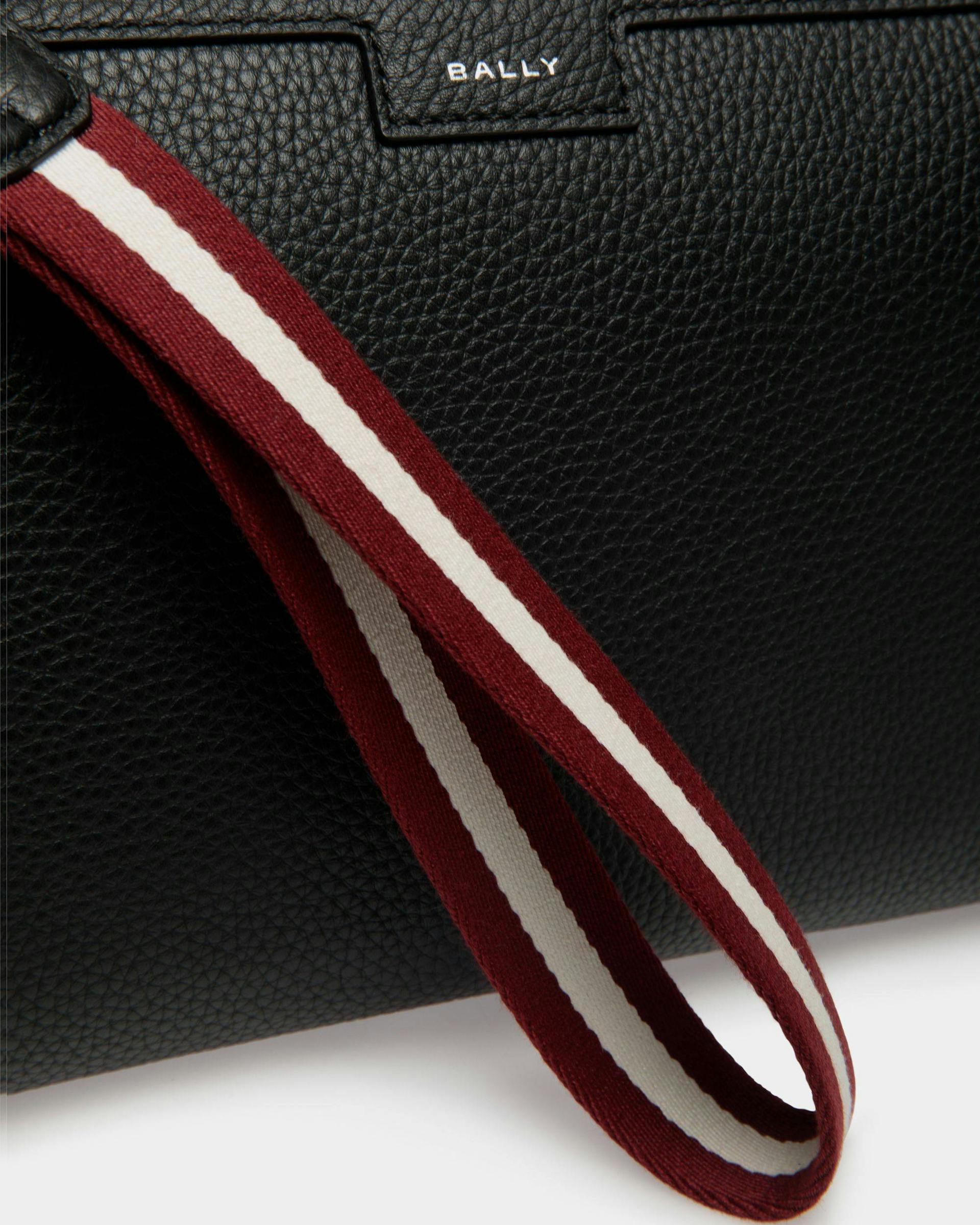 Men's Code Pouch In Black Grained Leather | Bally | Still Life Detail