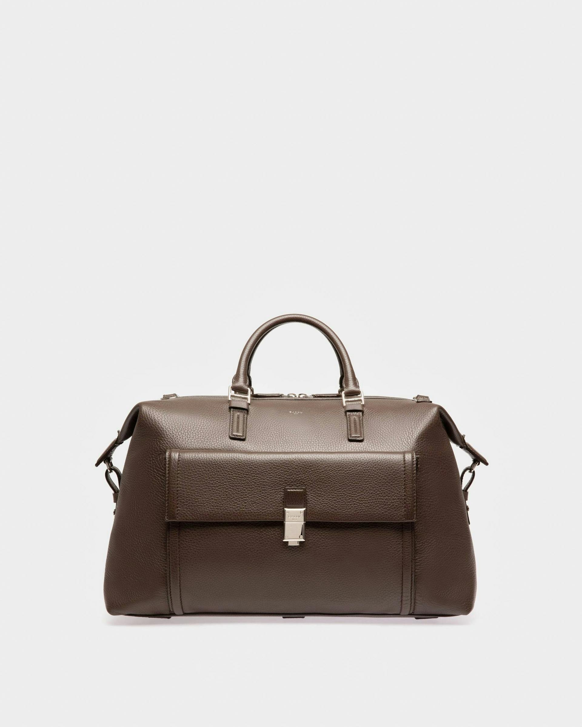Sandri Leather Weekender Bag In Ebony Brown - Men's - Bally - 01