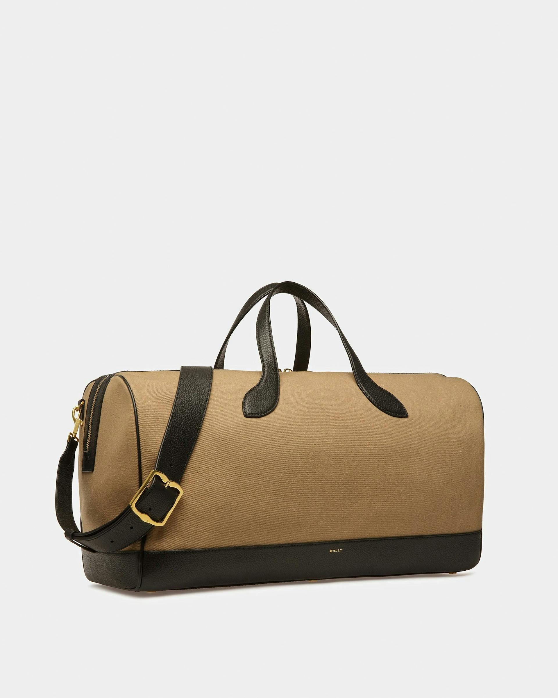 Bar Weekender In Sand And Black Fabric And Leather - Men's - Bally - 04