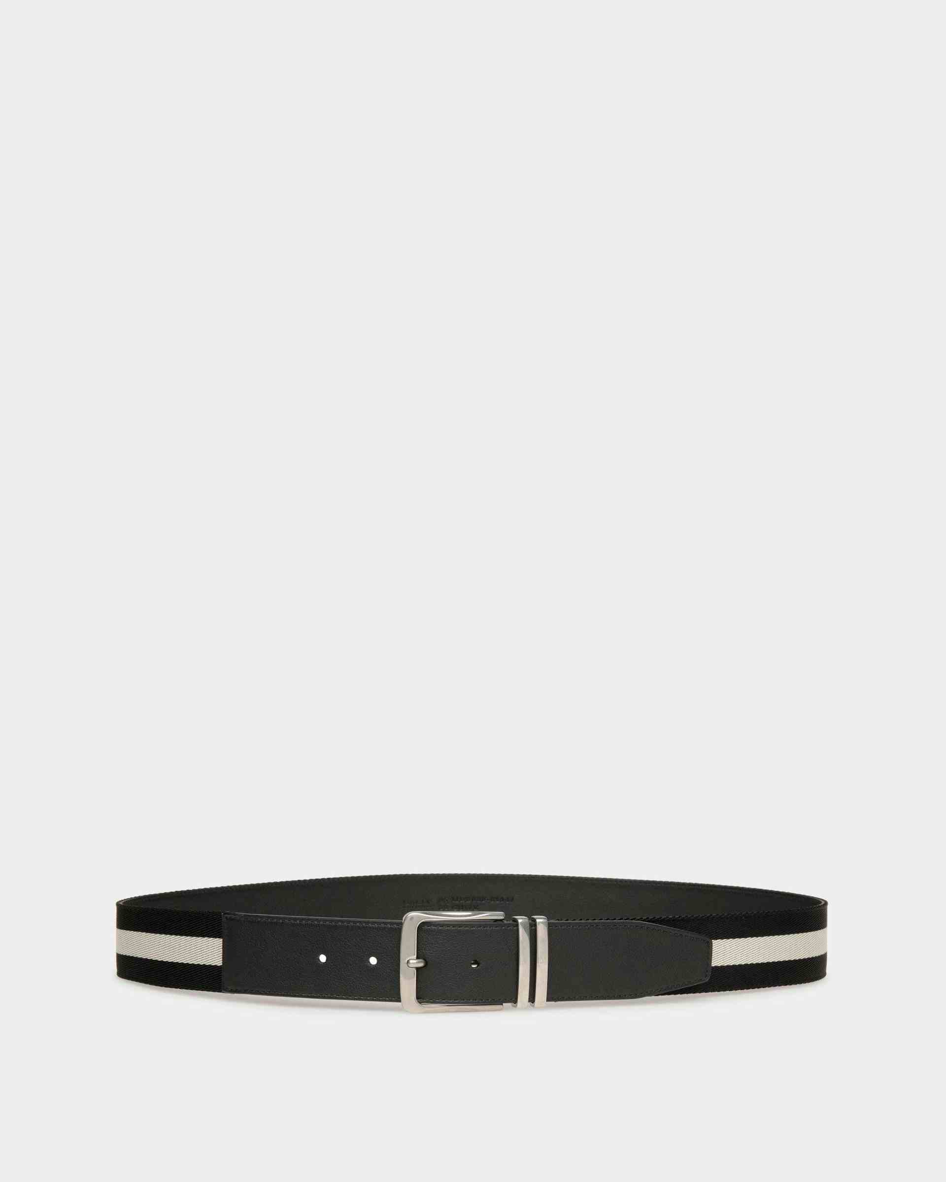 Casual Fixed 40mm Belt In Black Fabric And Leather - Men's - Bally