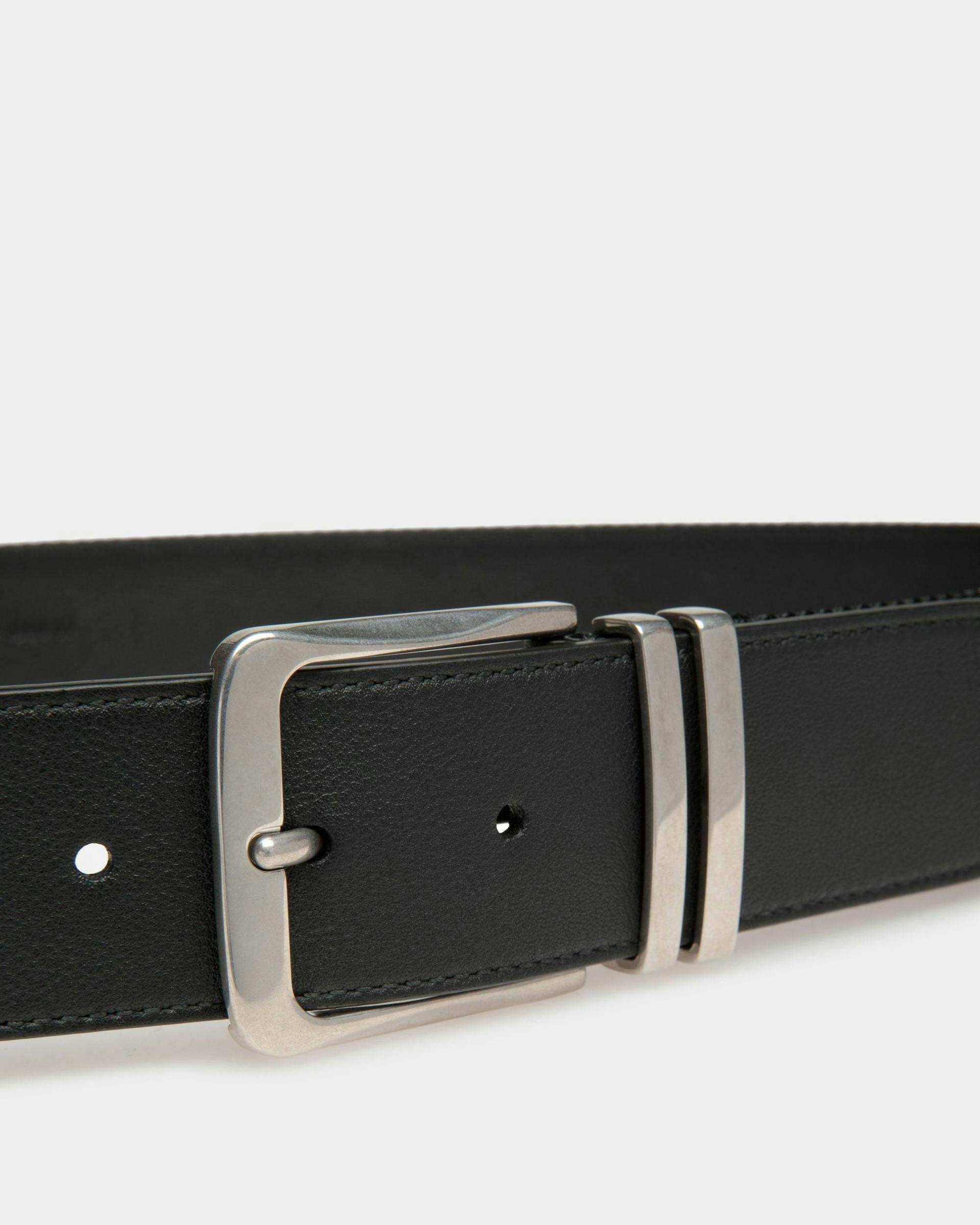Casual Fixed 40mm Belt In Black Fabric And Leather - Men's - Bally - 03