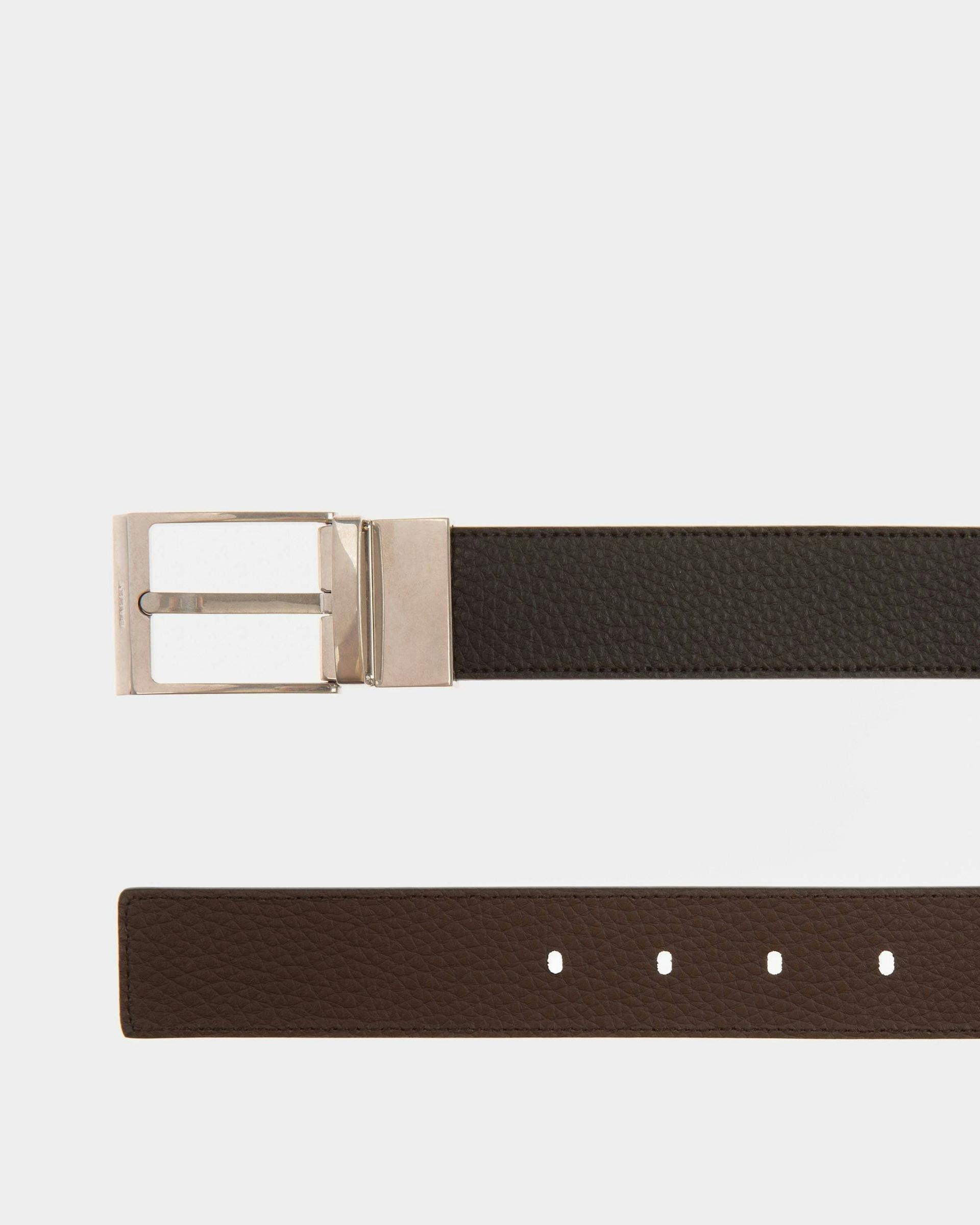 Men's Dress Belt In Brown And Black Leather | Bally | Still Life Detail