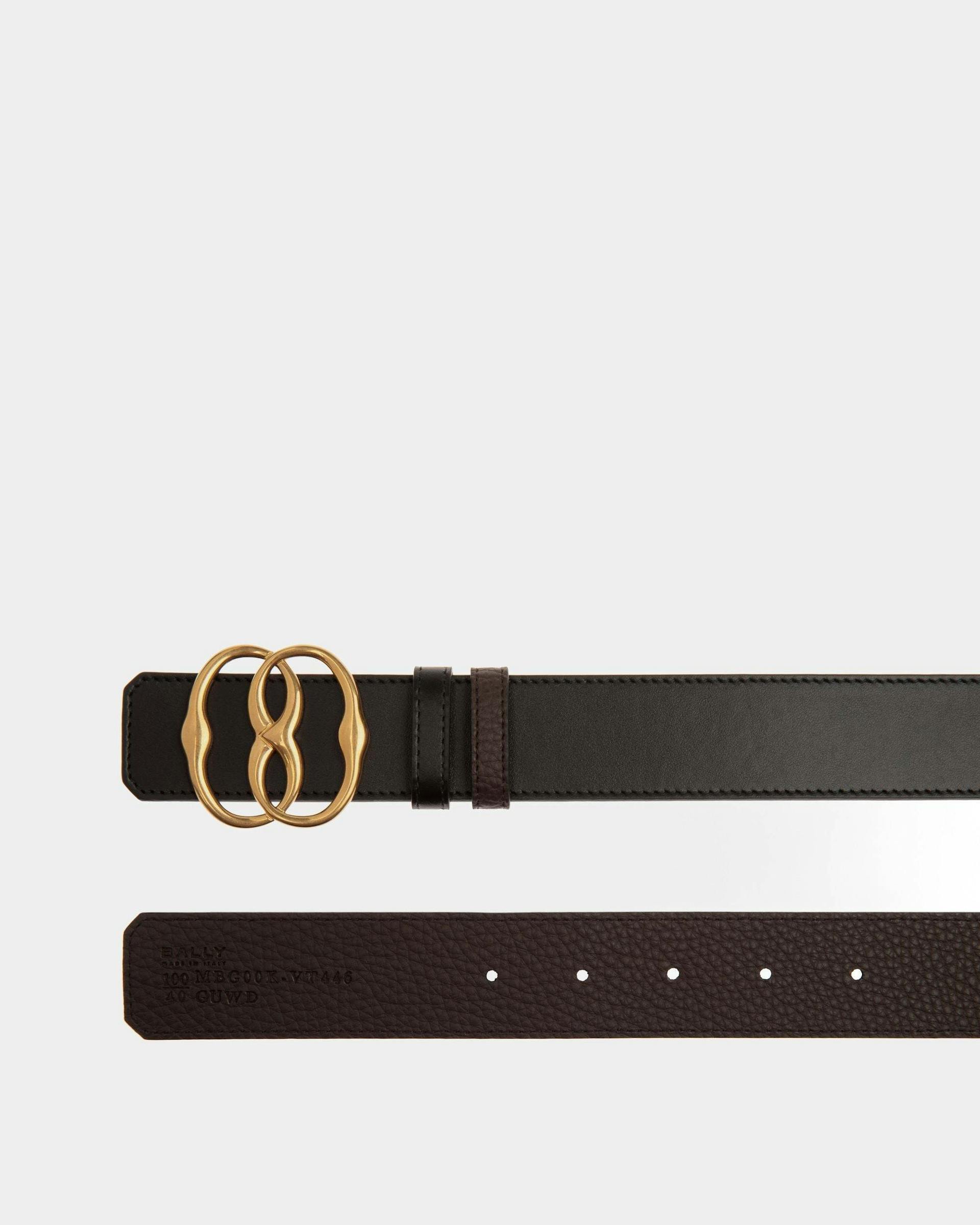 Men's Bally Iconic 35mm Belt In Brown And Black Leather | Bally | Still Life Detail