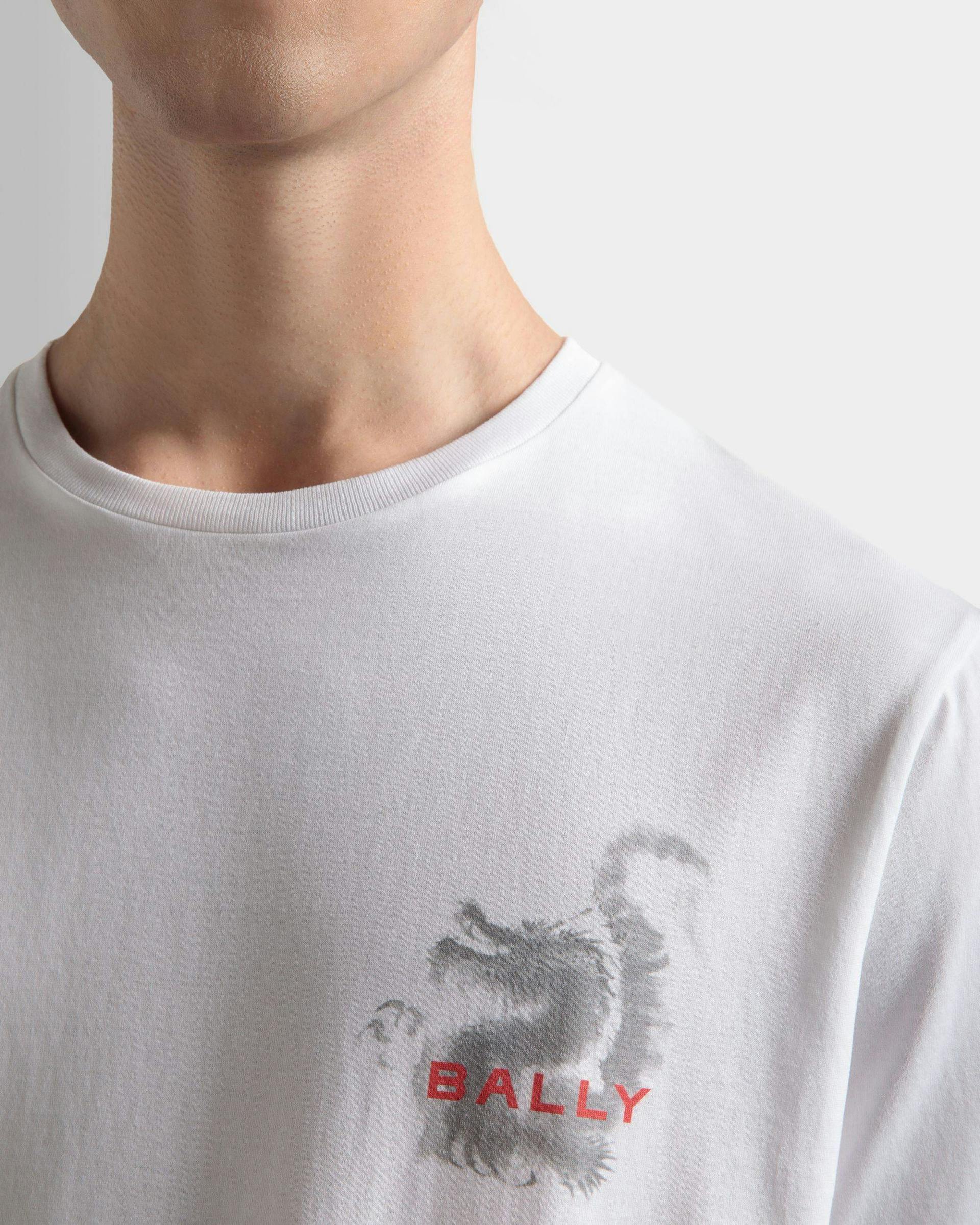 Men's T-Shirt In White Cotton | Bally | On Model Detail
