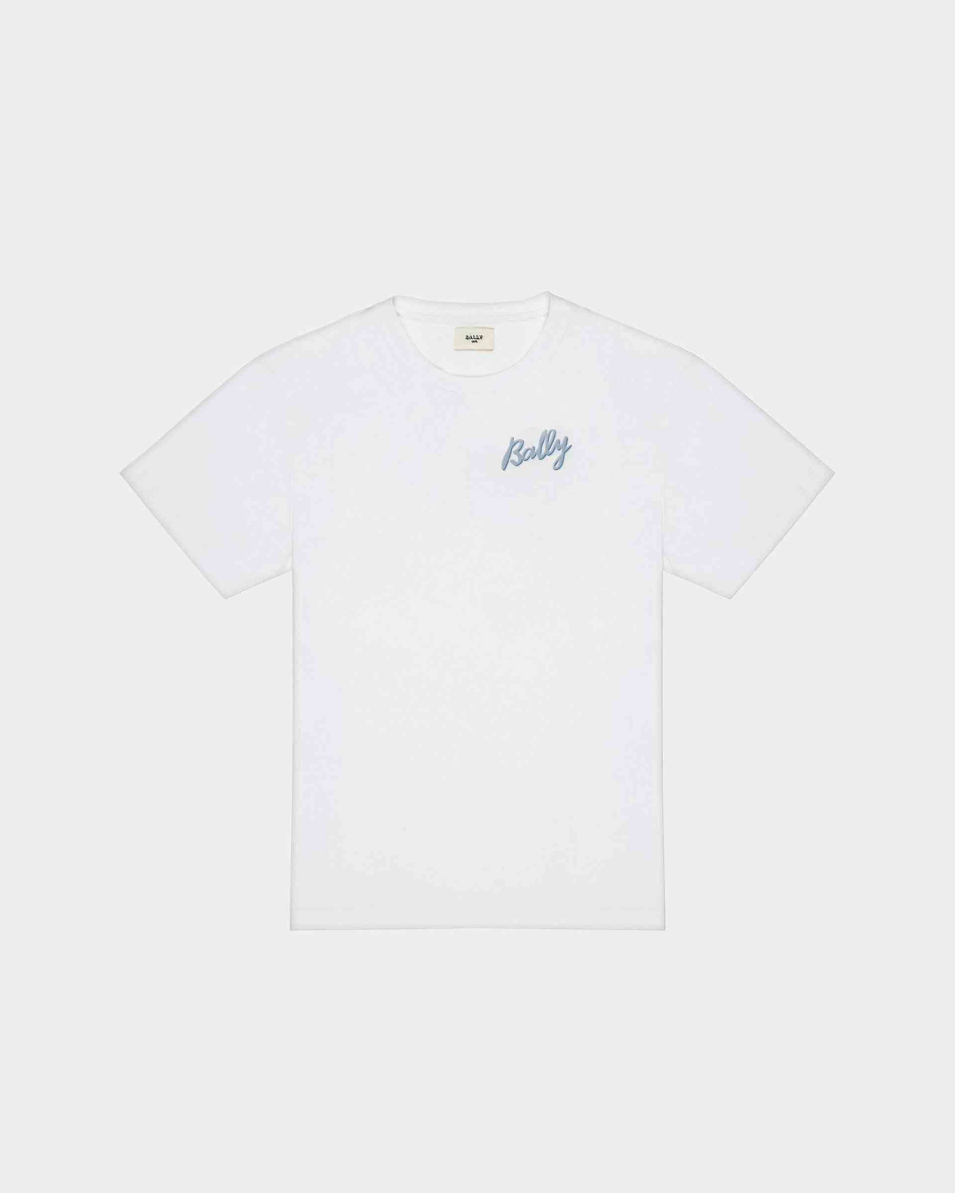Cotton T-Shirt In White And Light Blue - Men's - Bally