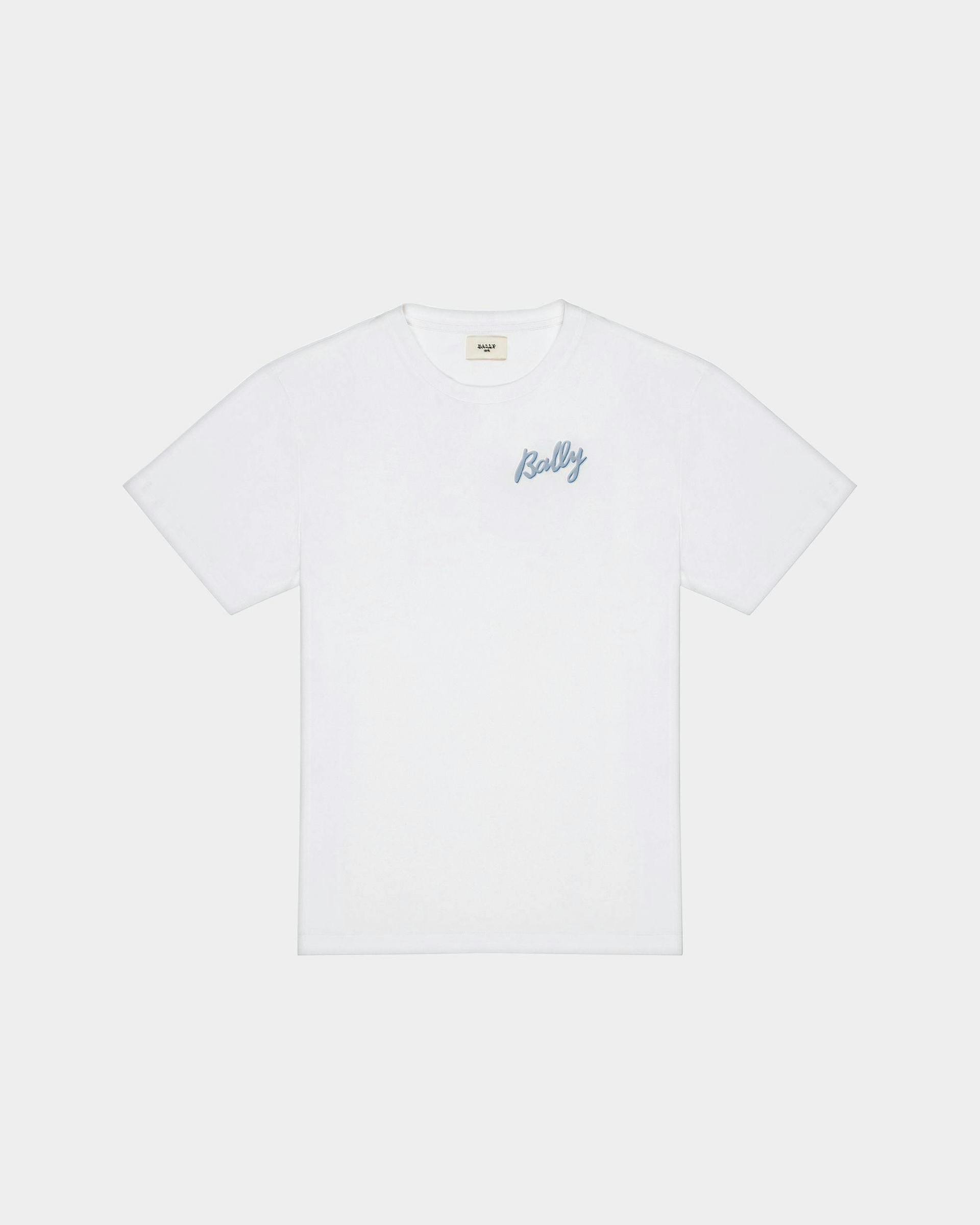 Cotton T-Shirt In White And Light Blue - Men's - Bally - 01