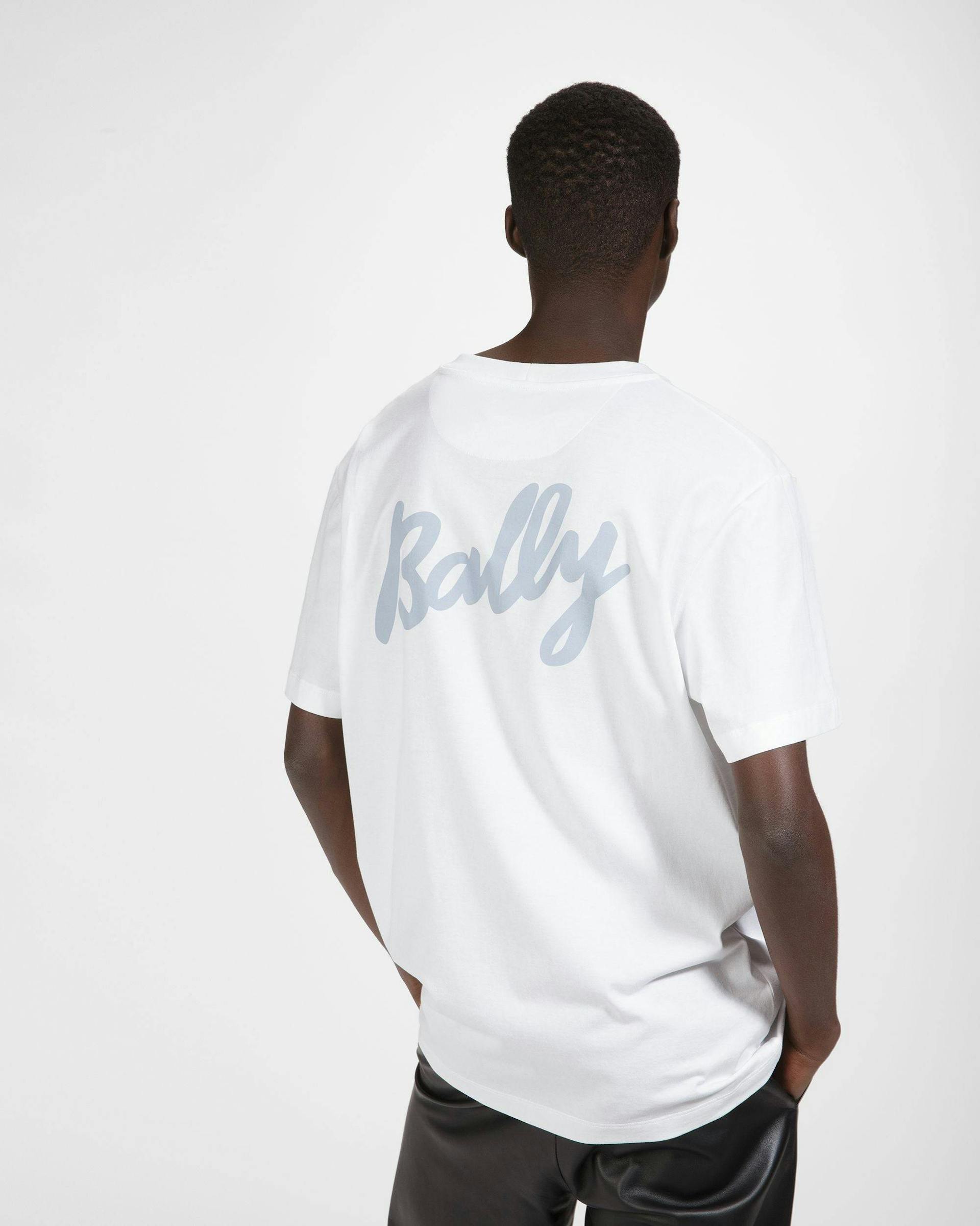 Cotton T-Shirt In White And Light Blue - Men's - Bally - 05