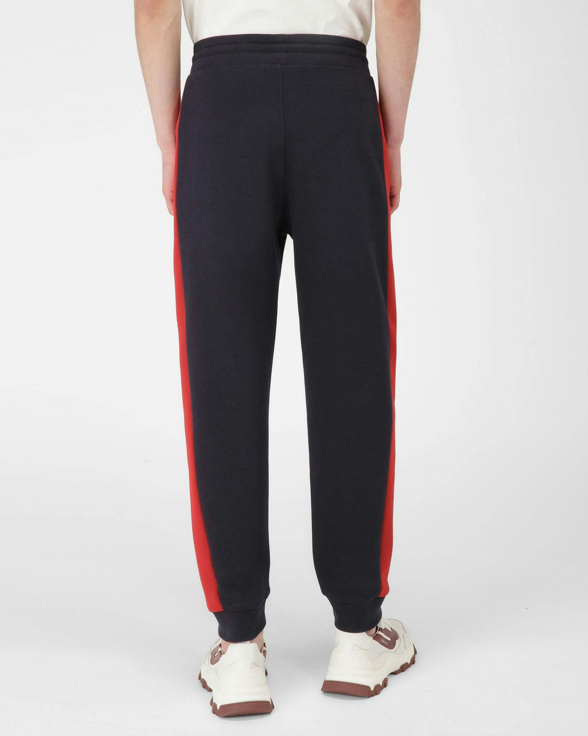 Contrast Stripe Cotton Sweatpants In Navy And Bally Red - Men's - Bally - 05