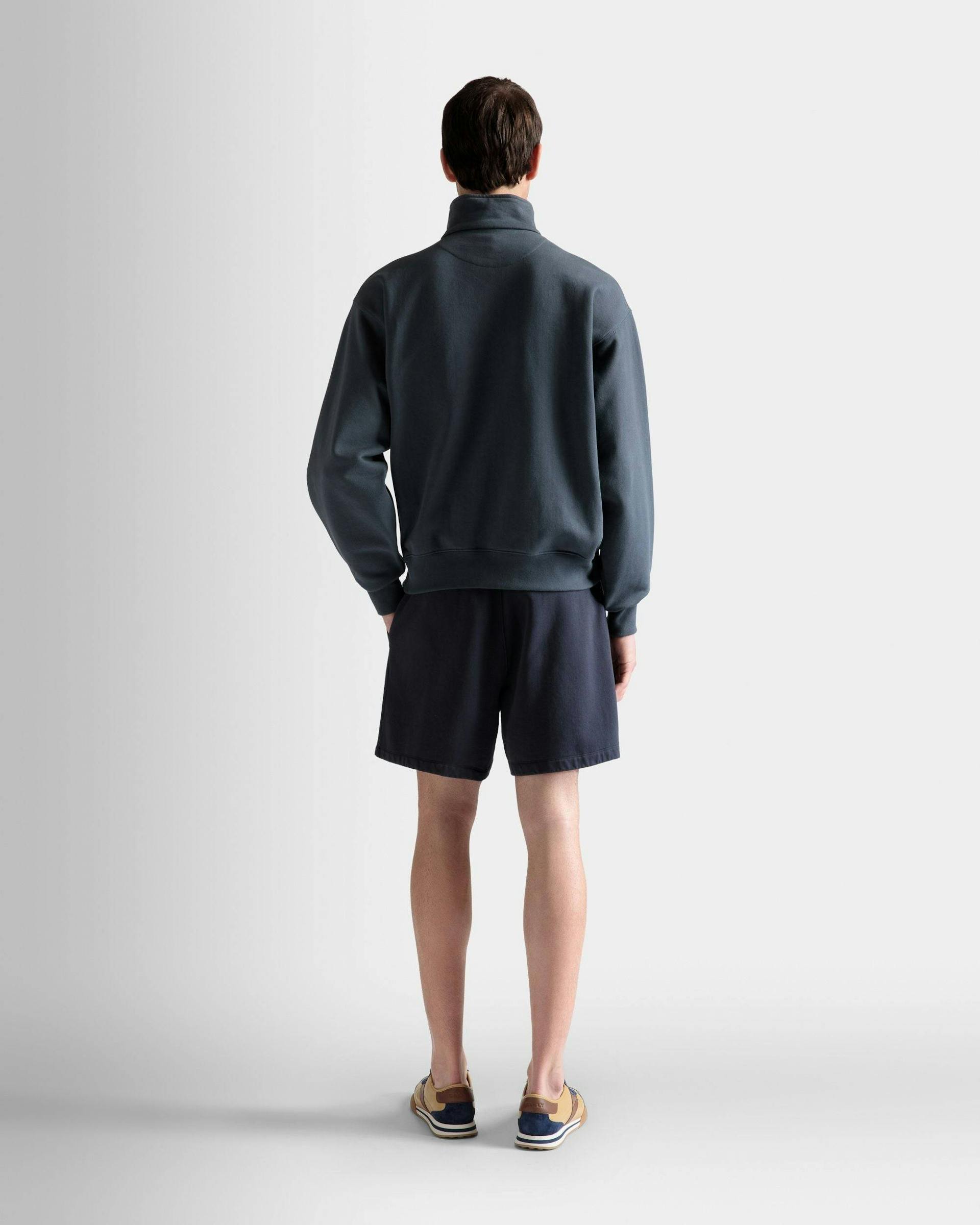 Train Print Half-Zipper Sweatshirt In Stone Cotton - Men's - Bally - 06