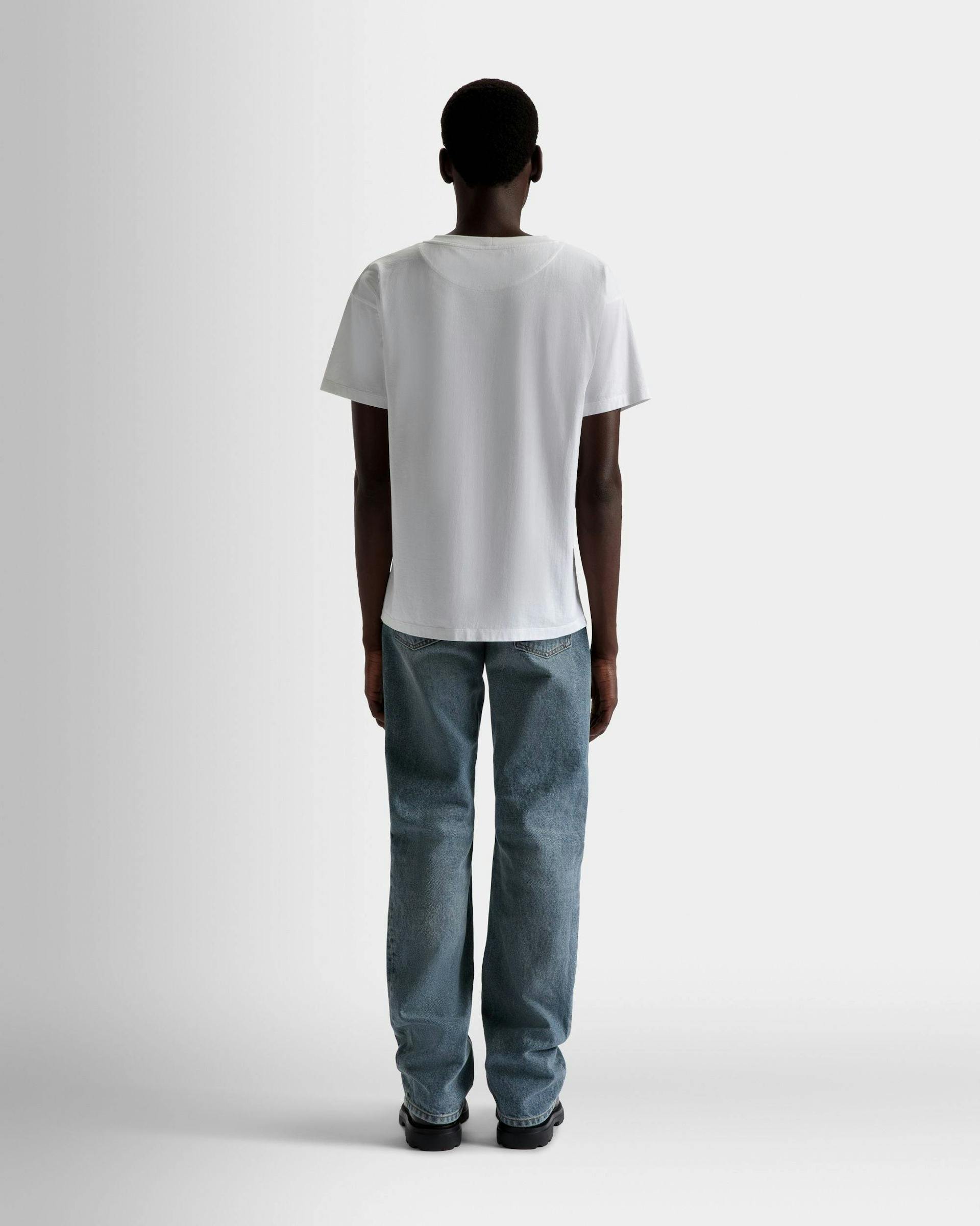 Men's Foiled T-Shirt In White Cotton | Bally | On Model Back