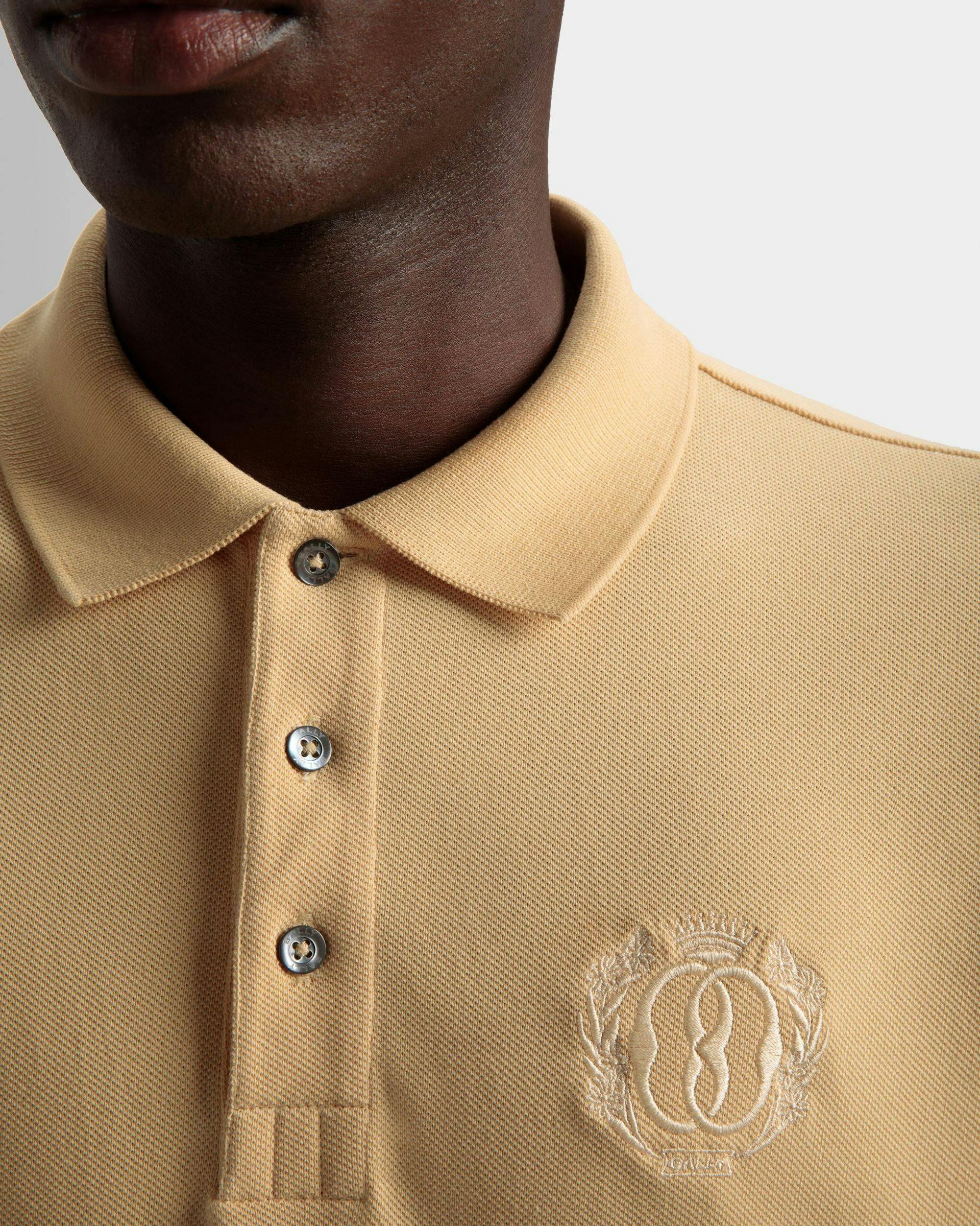 Emblem Polo In Cream Cotton - Men's - Bally - 04