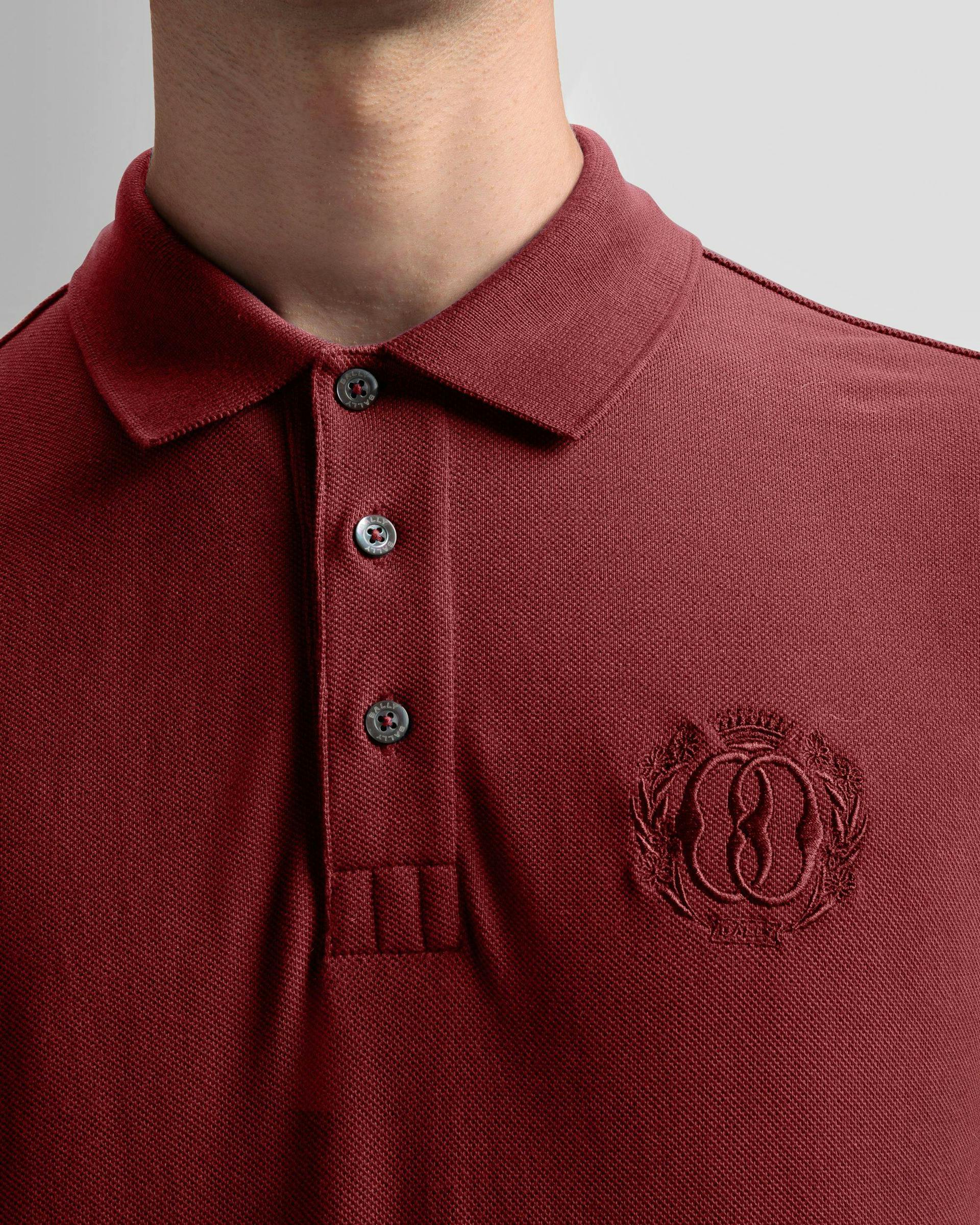 Emblem Polo In Burgundy Cotton - Men's - Bally - 04