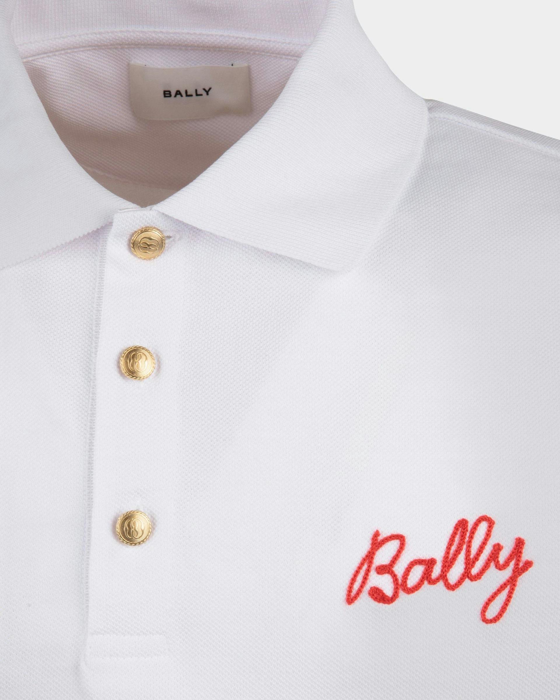 Men's Polo Shirt in White Cotton | Bally | On Model Detail