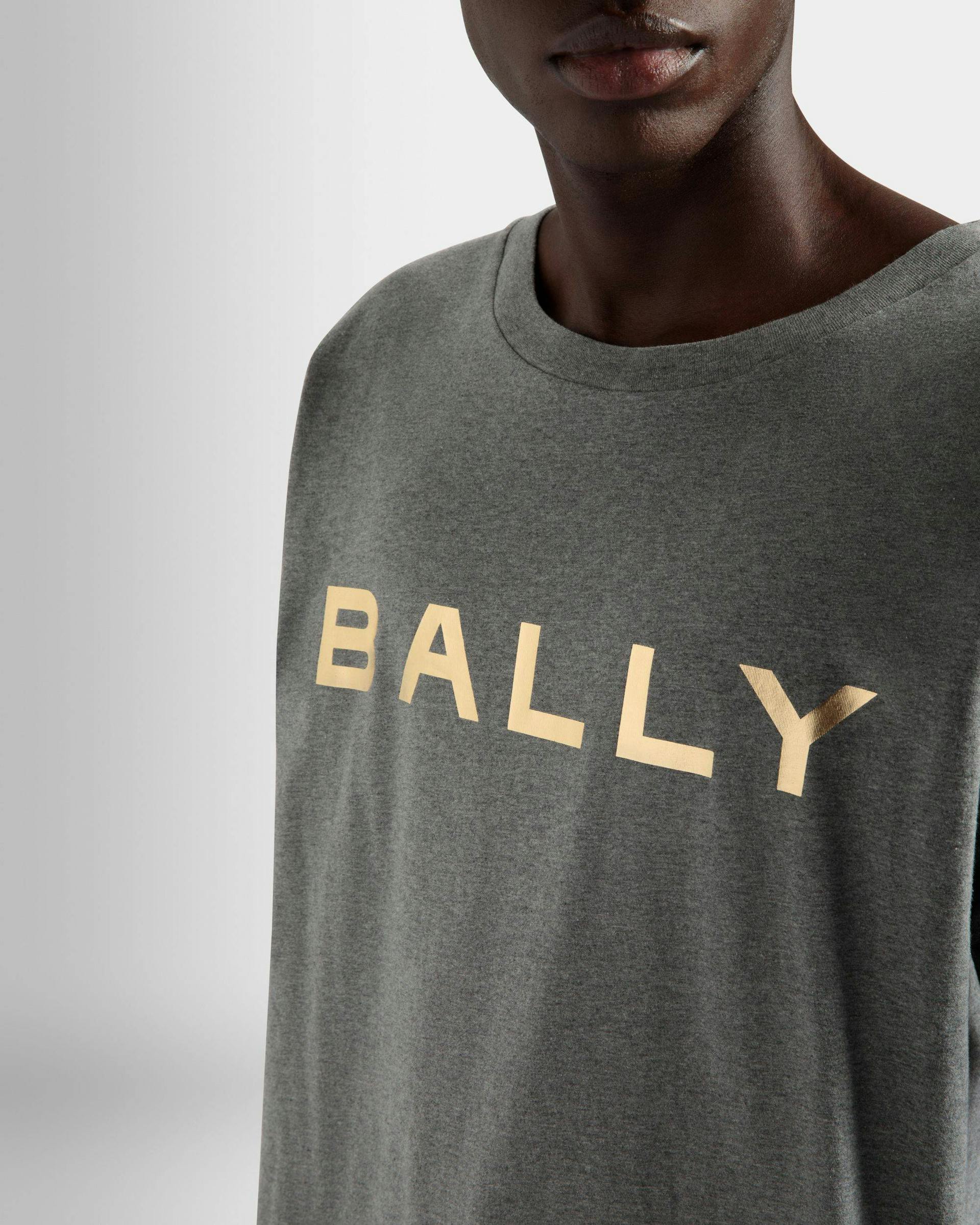 Logo T-Shirt In Grey Melange Cotton - Men's - Bally - 04