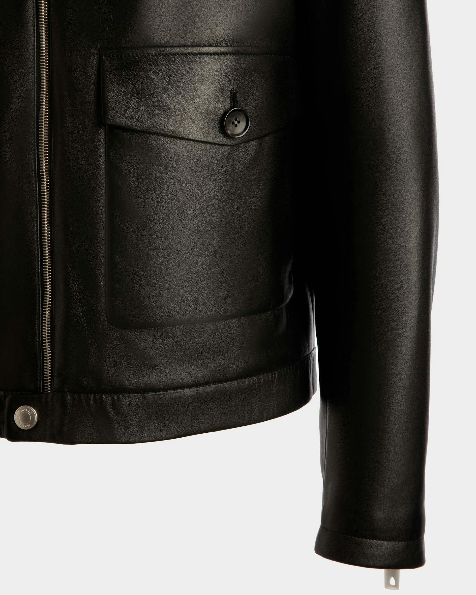 Men's Bomber Jacket In Black Leather | Bally | On Model Detail