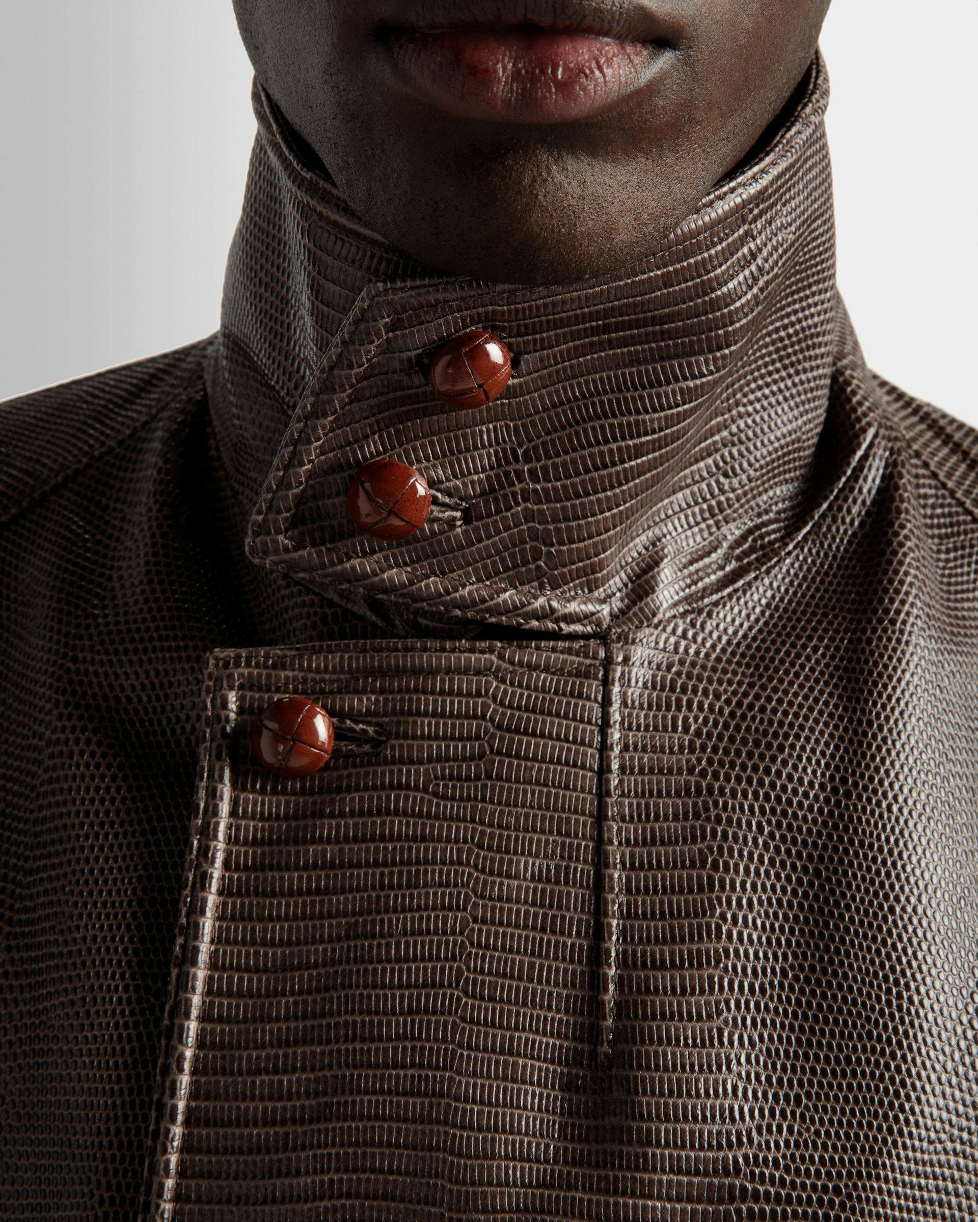 Pea Coat In Grey Leather - Men's - Bally - 04