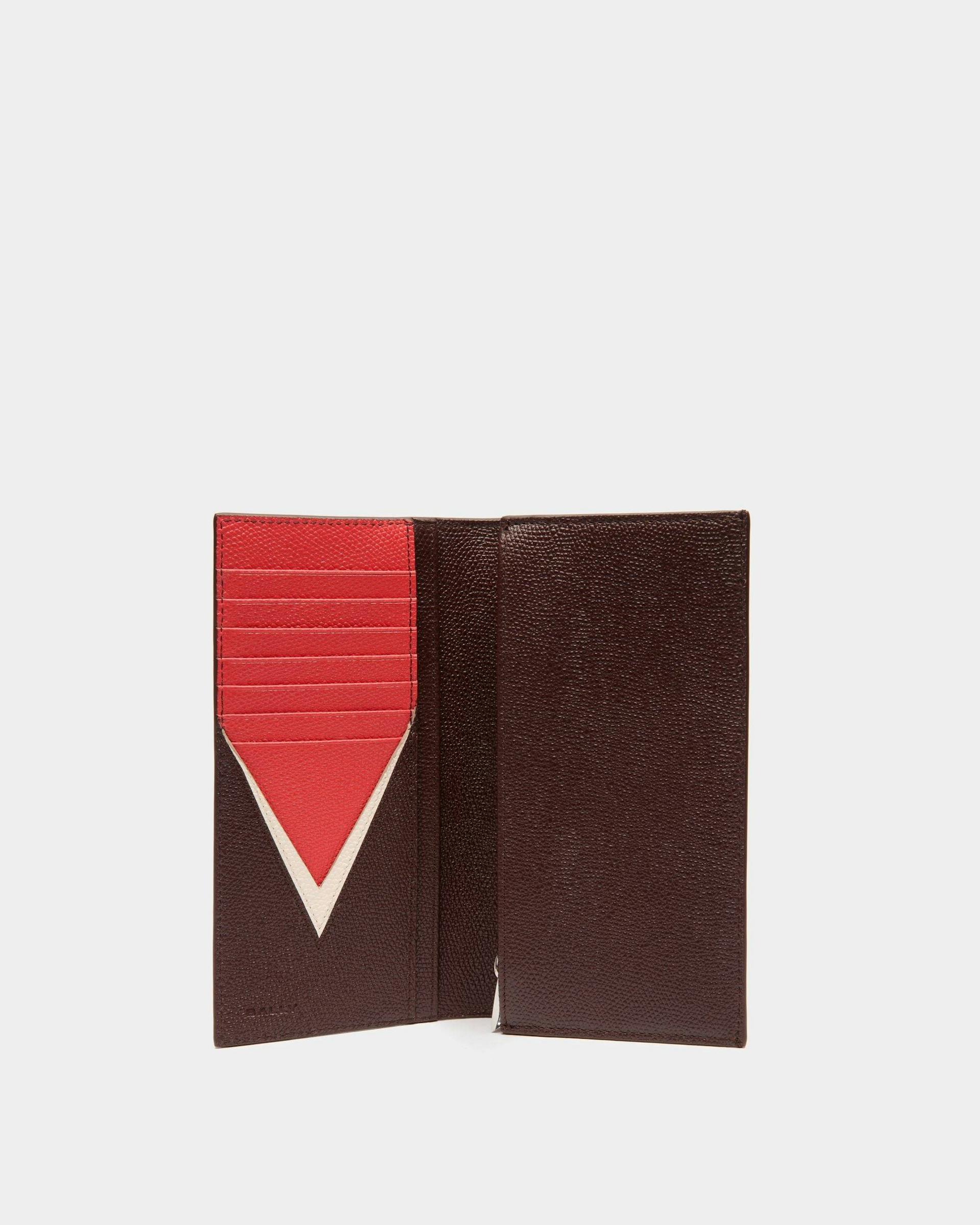 Men's Flag Continental Wallet In Chestnut Brown Grained Leather | Bally | Still Life Open / Inside