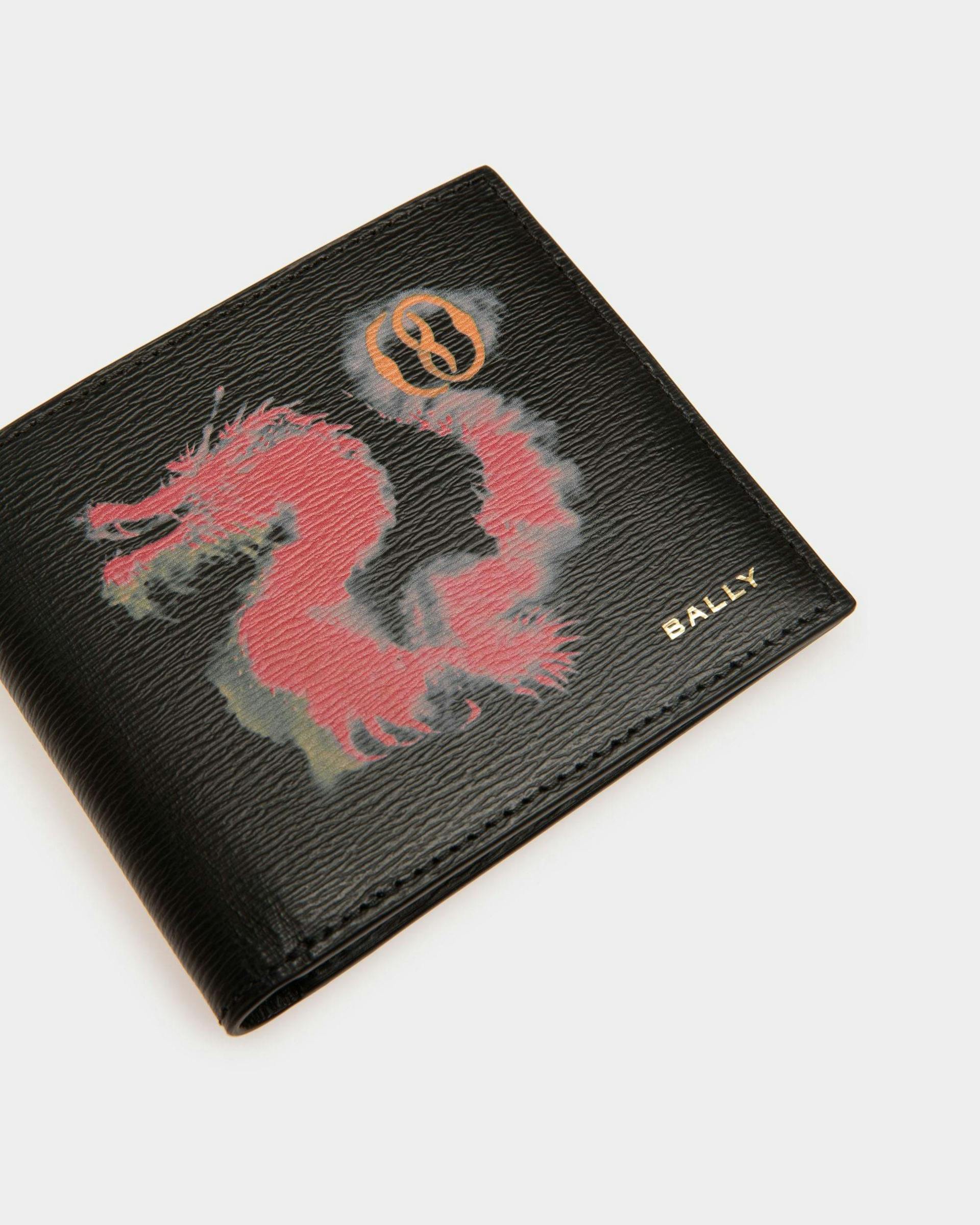 Men's Cny Bifold Wallet In Black And Red Grained Leather | Bally | Still Life Detail