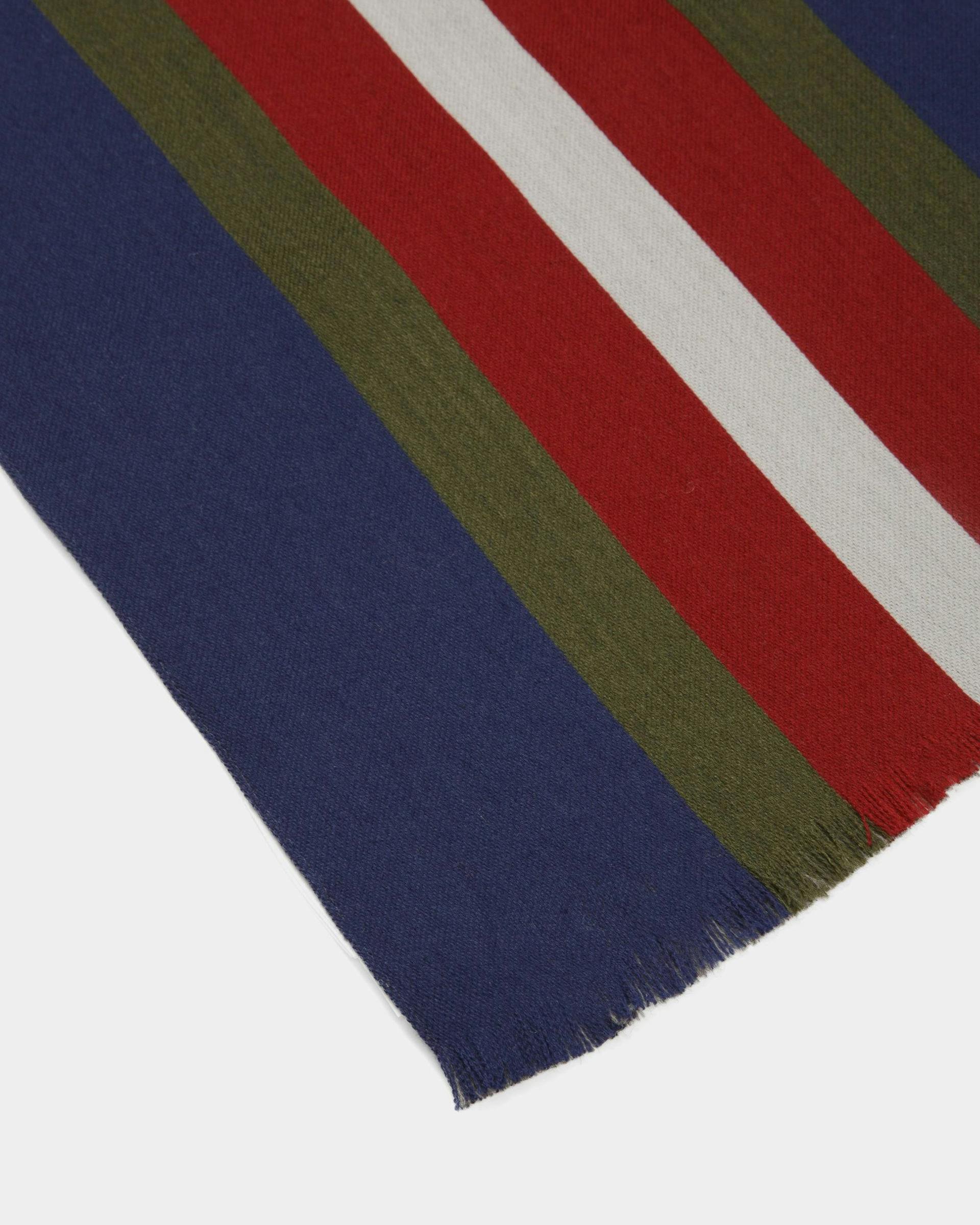 Jacquard Scarf In Marine Wool And Silk Mix - Men's - Bally - 02