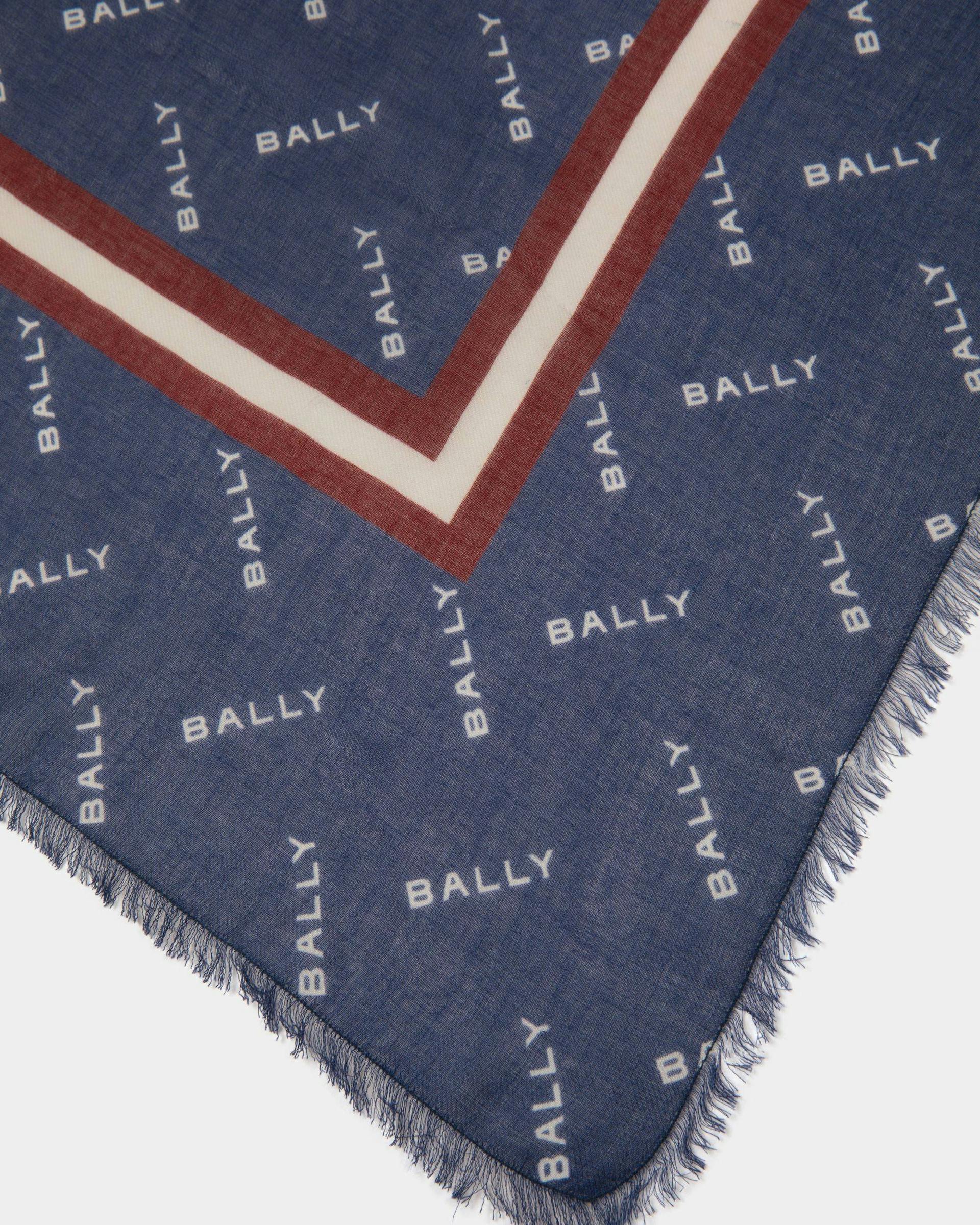 Men's Blue Scarf with a Bally Pattern | Bally | Still Life Detail
