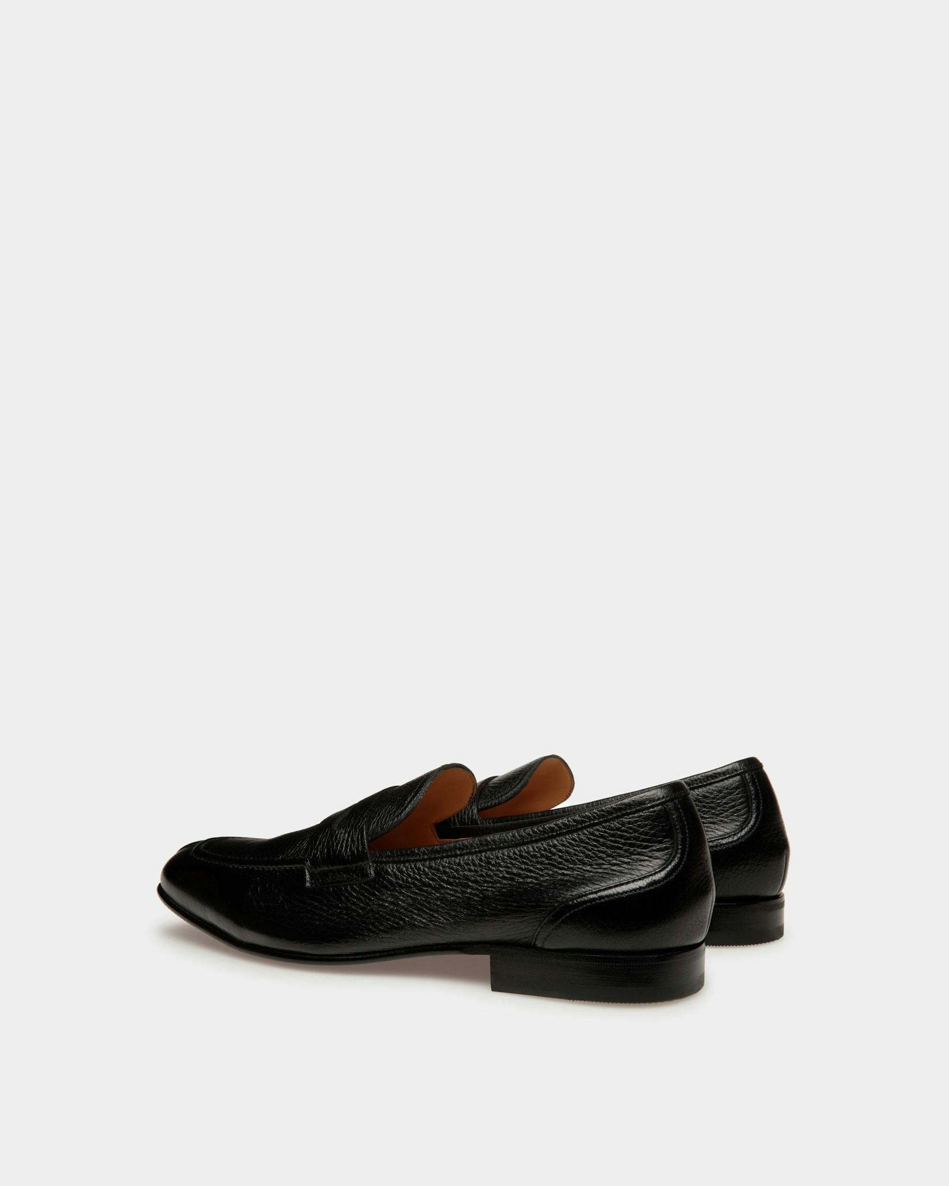 Men's Suisse Loafers In Black Leather | Bally | Still Life 3/4 Back