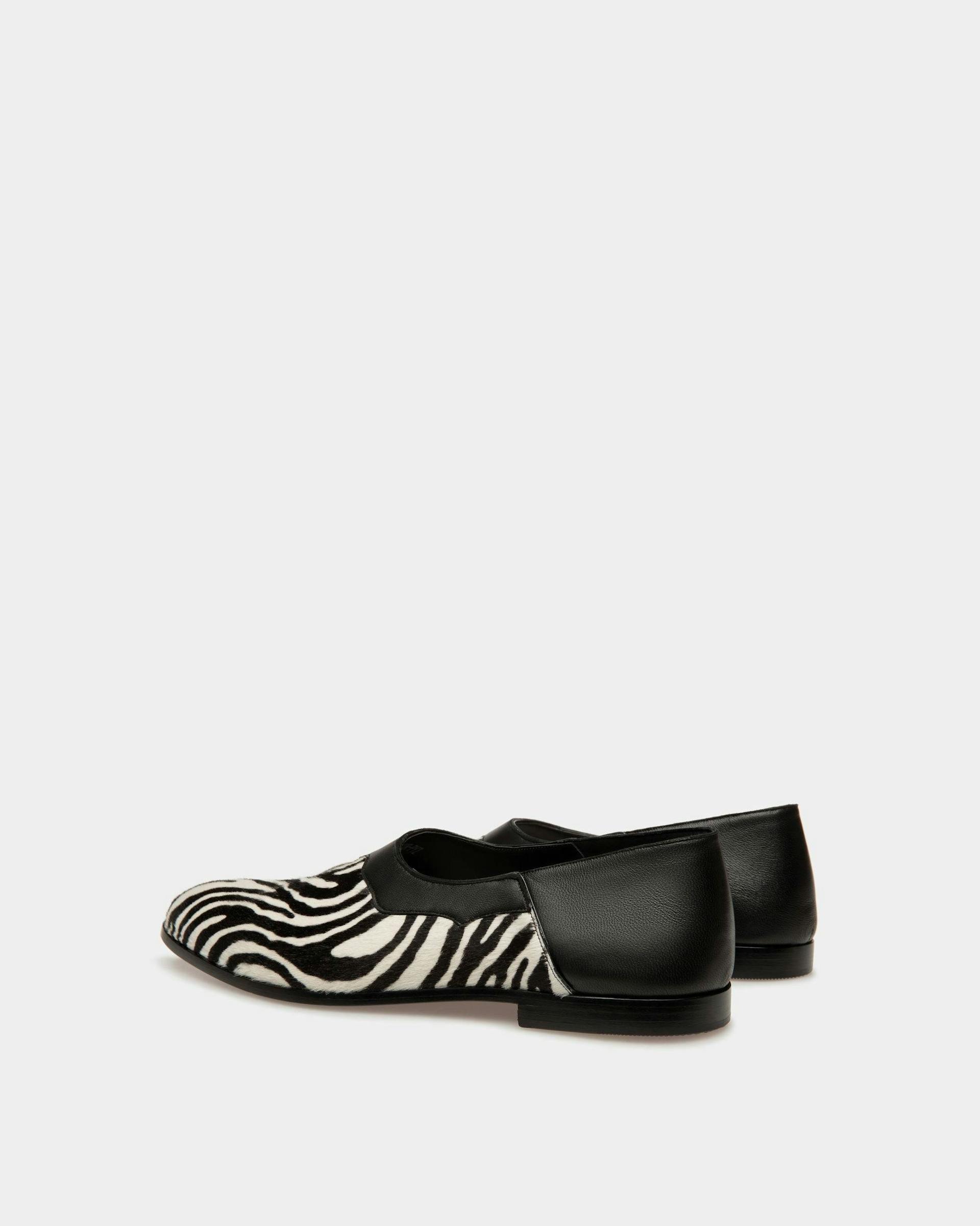 Vegas Flat Loafers In Leather and Black and White Haircalf - Men's - Bally - 03