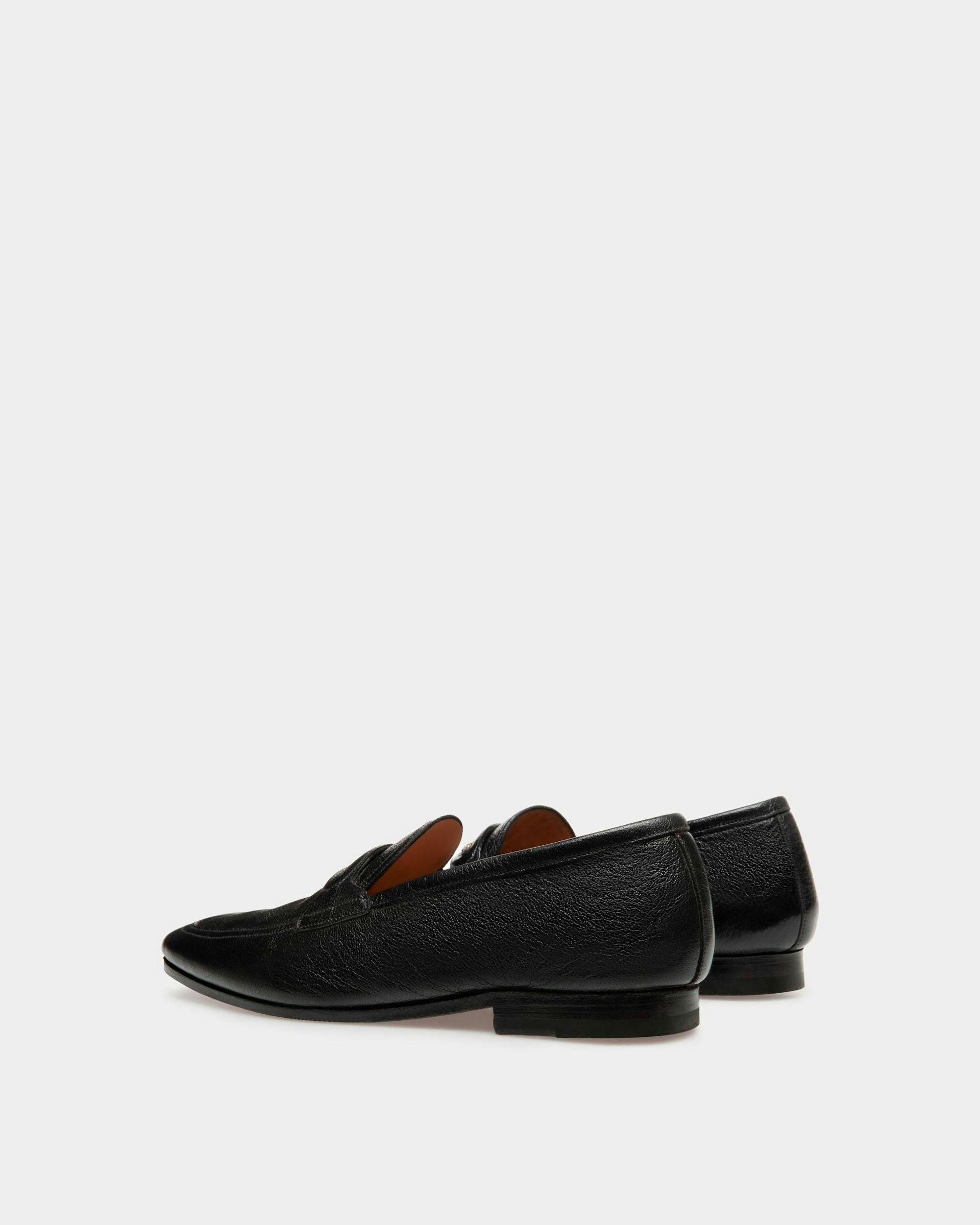 Men's Pesek Loafers In Black Leather | Bally | Still Life 3/4 Back