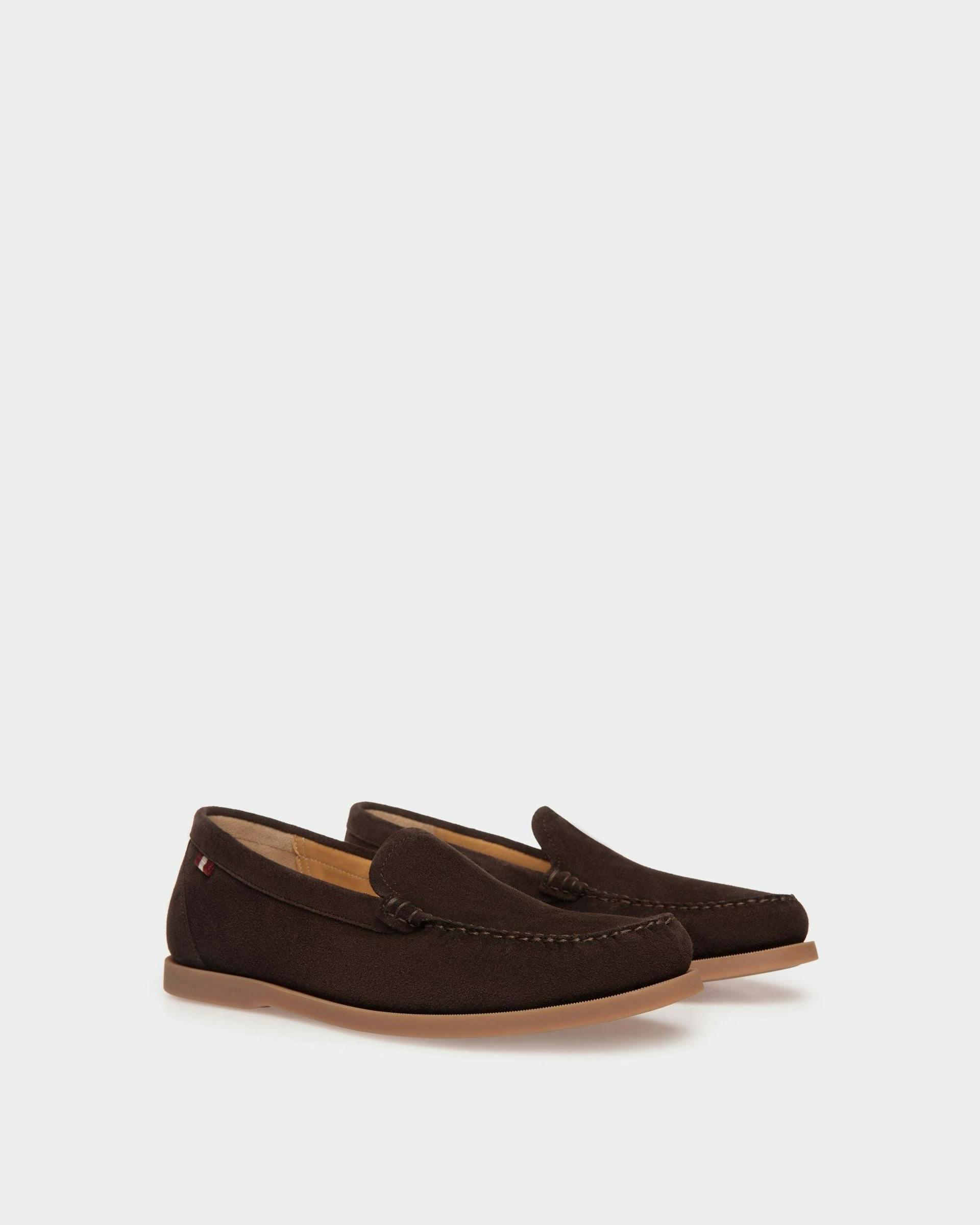 Men's Nelson Loafer in Brown Suede | Bally | Still Life 3/4 Front