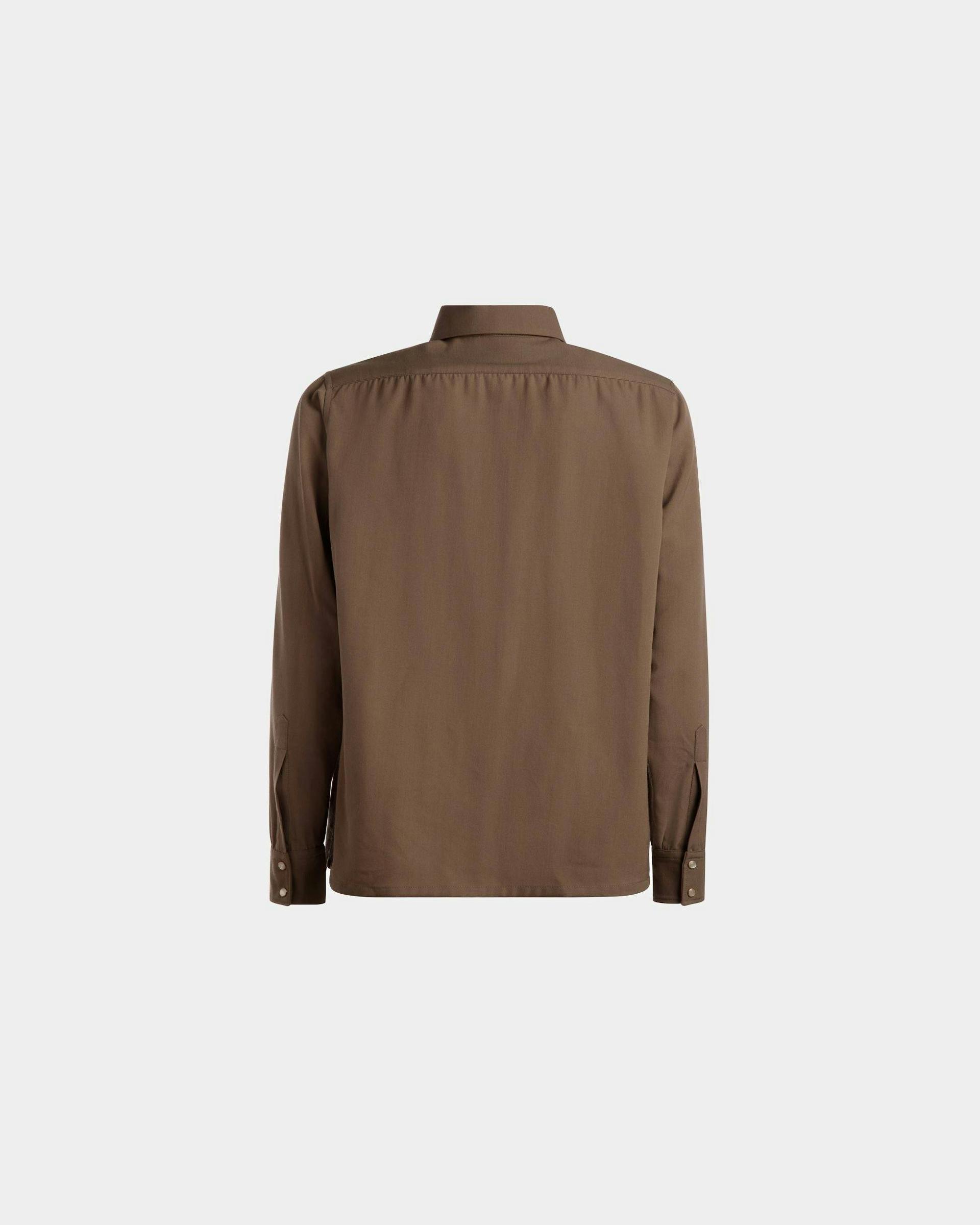 Pointed Collar Shirt In Sepia Wool Mix - Men's - Bally - 03